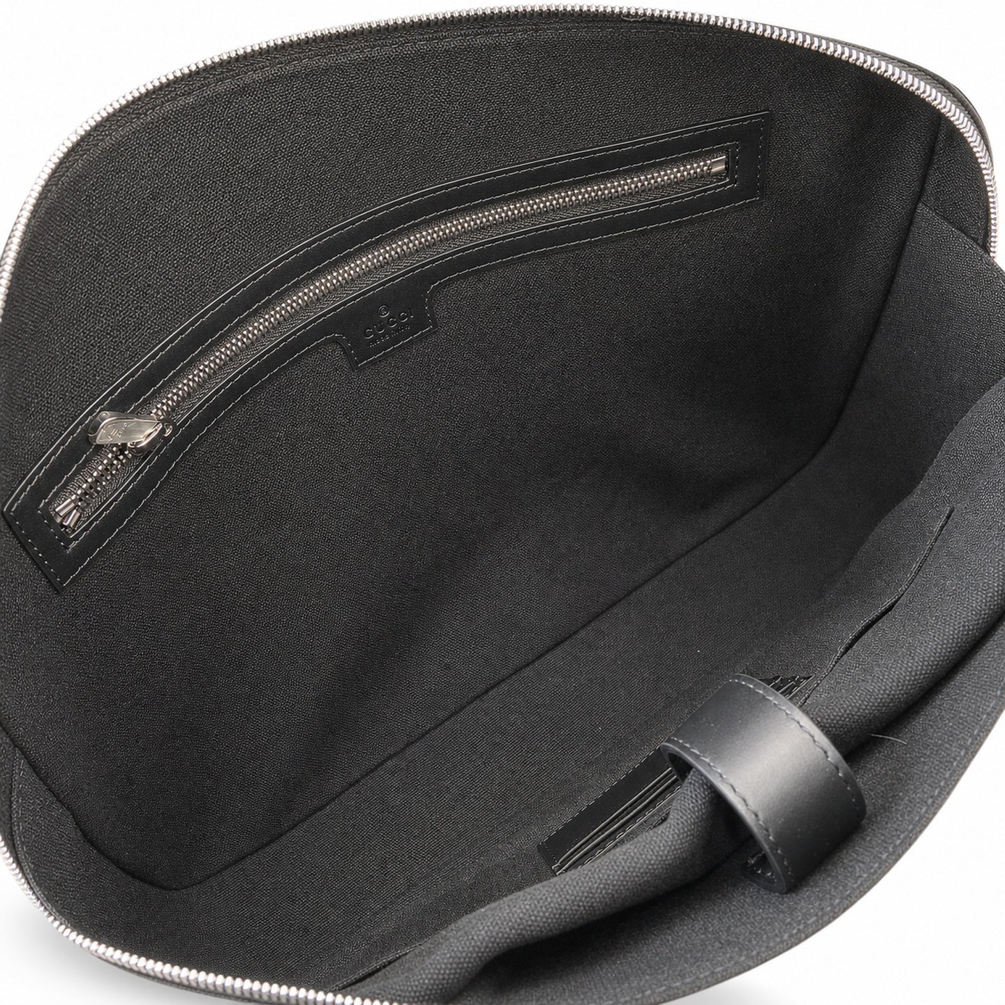 Gucci Cotton Leather Black Gray Briefcase