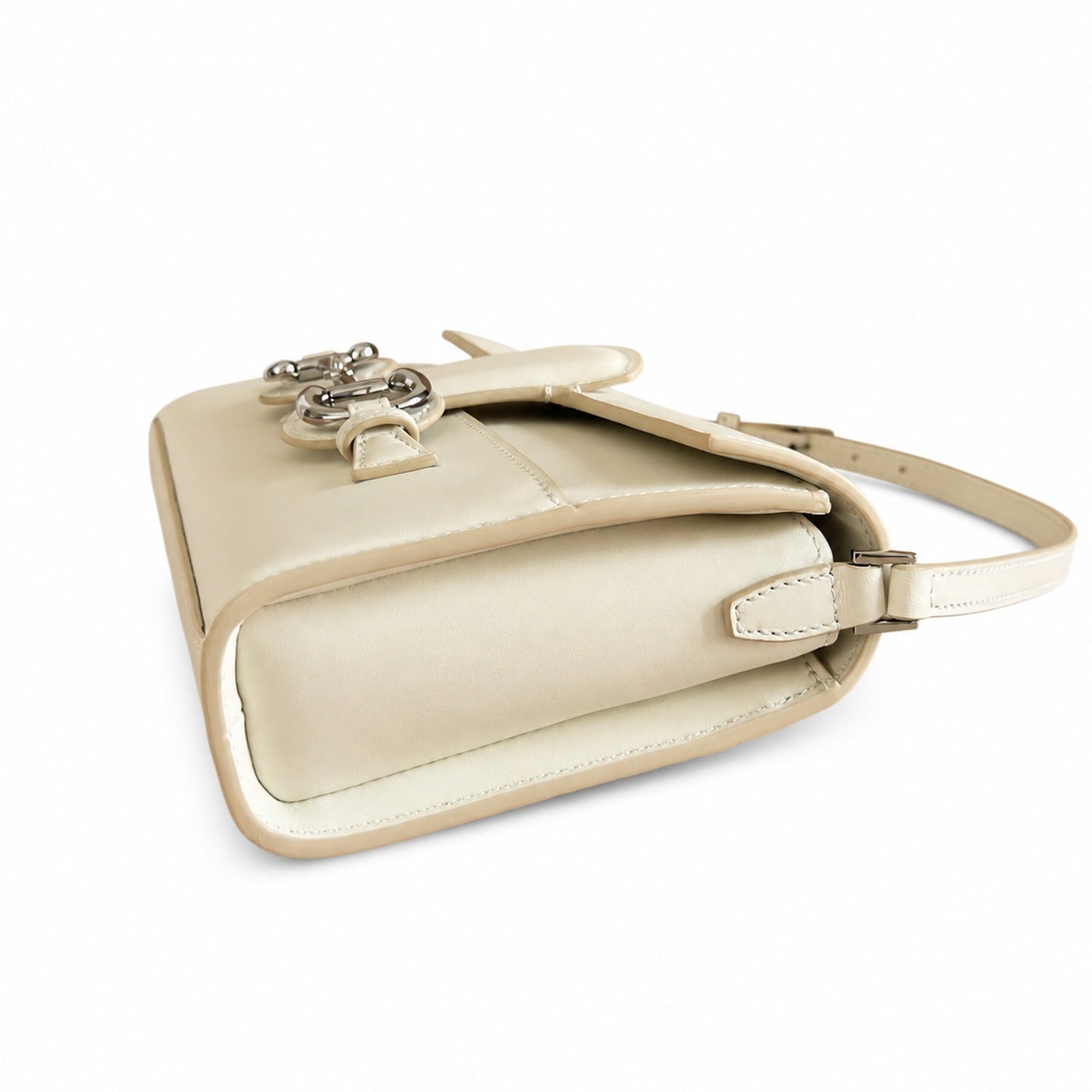 Gucci Horsebit Canvas Leather White Brown Gold Shoulder Bag