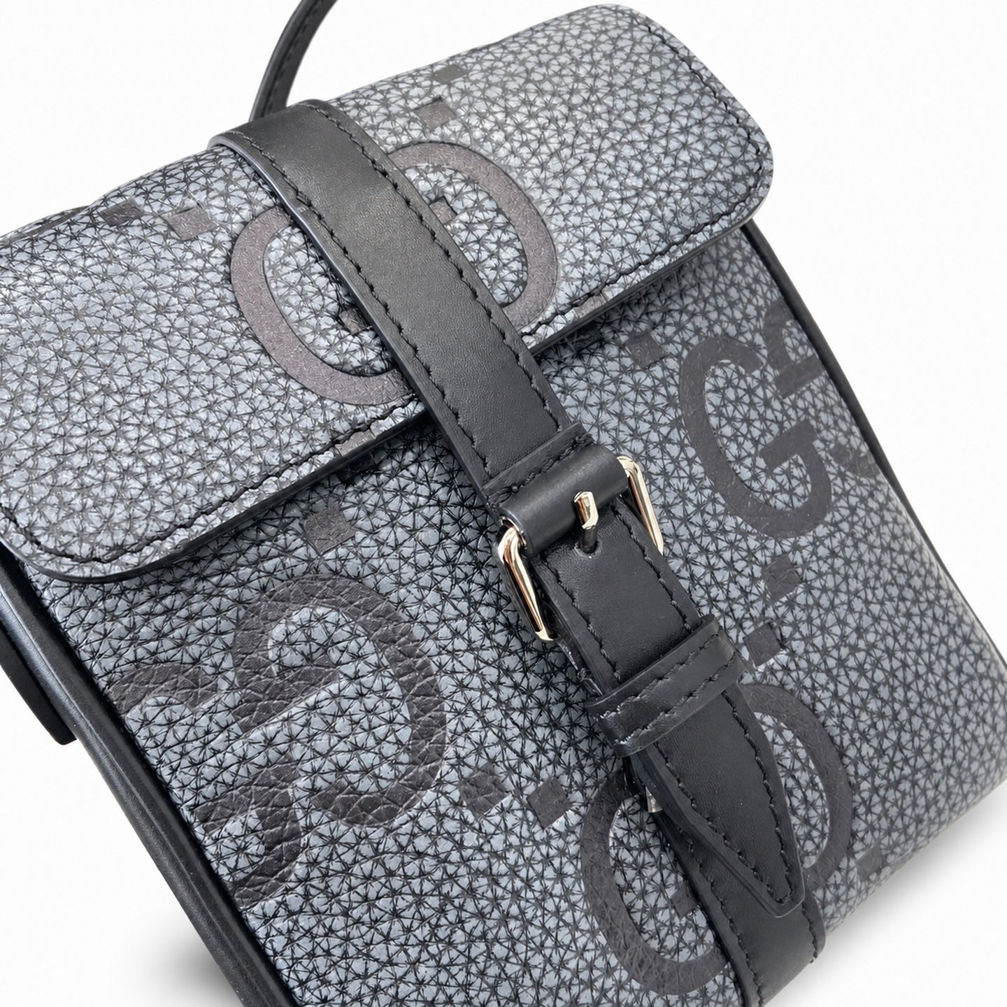 Gucci Small Cotton Leather Black Gray Messenger Bag