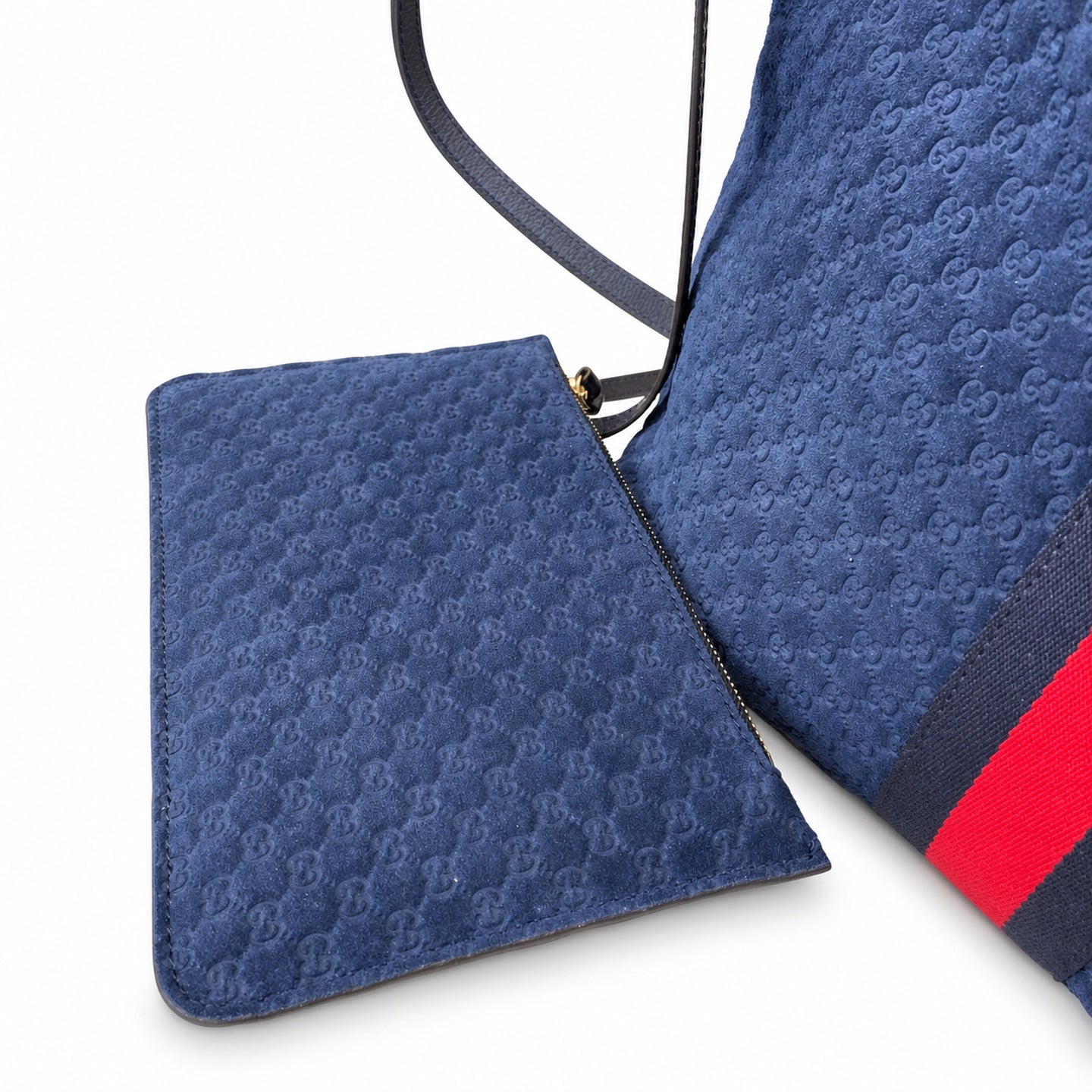 Gucci Giglio Small Cotton Suede Canvas Velvet Leather Red Blue Gold Tote Bag