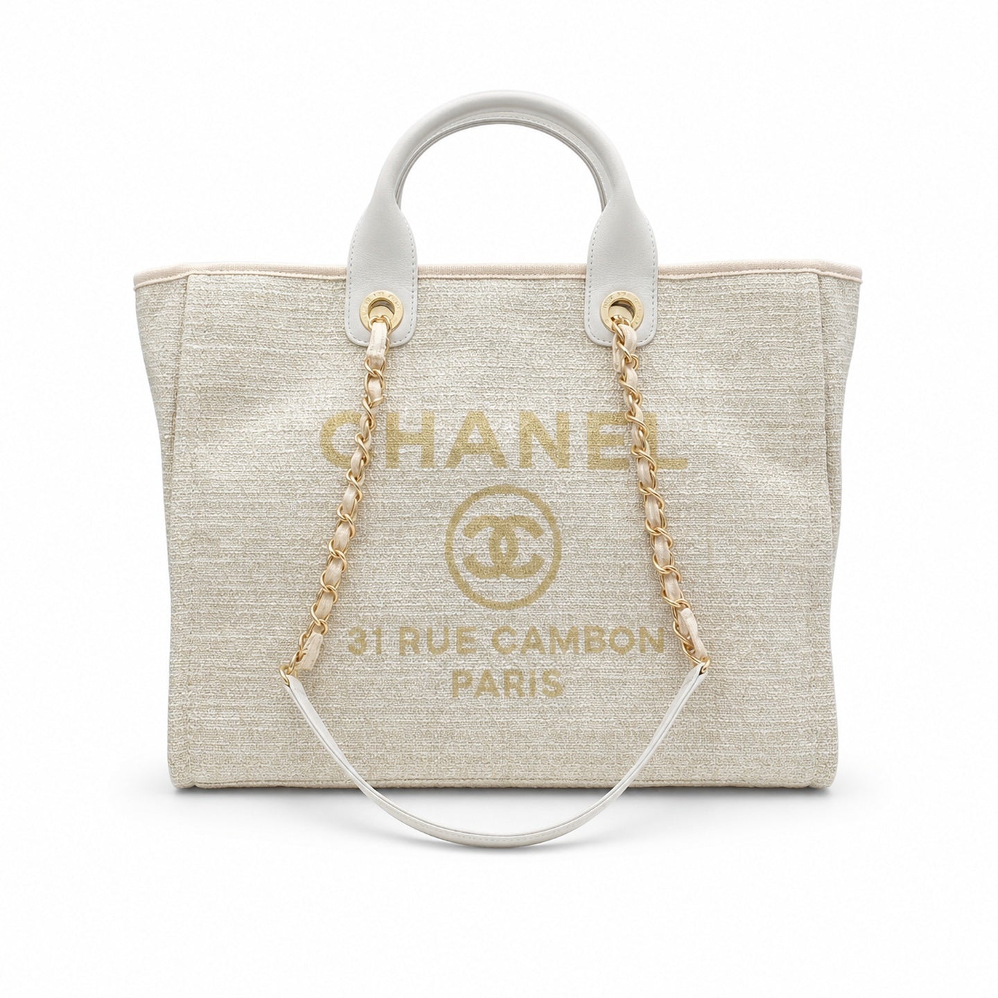 Chanel Large Canvas White Shopping Bag