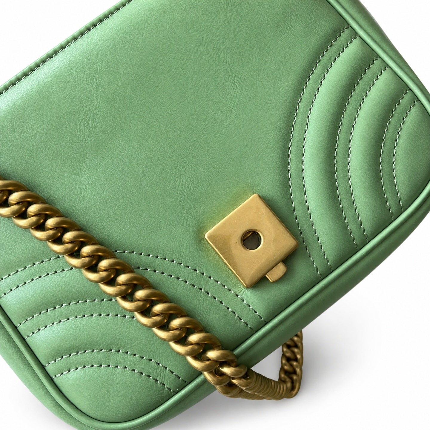 Gucci GG Marmont Quilted Leather Green Gold Handbag