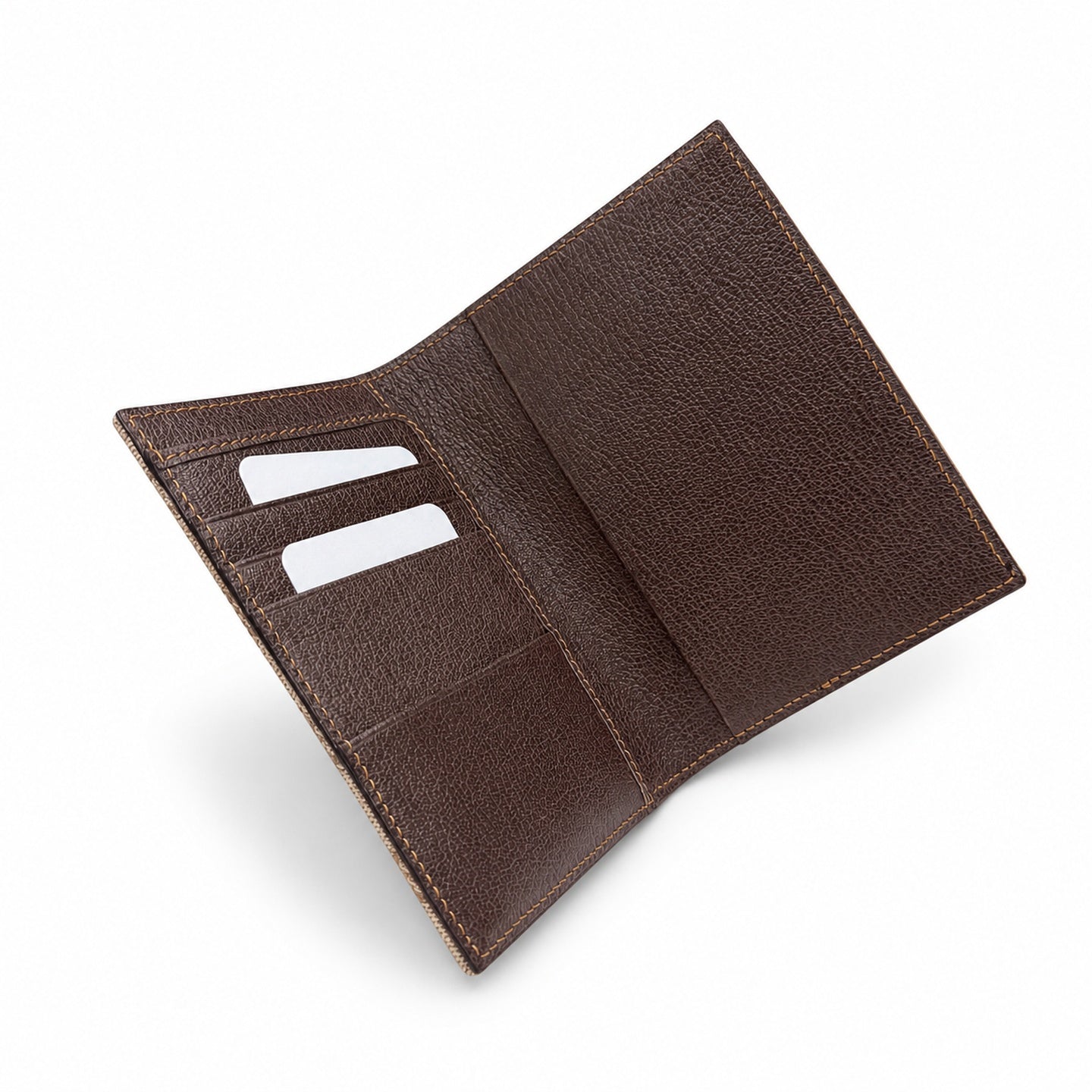 Gucci Canvas Leather Brown Gold Silver Passport Holder