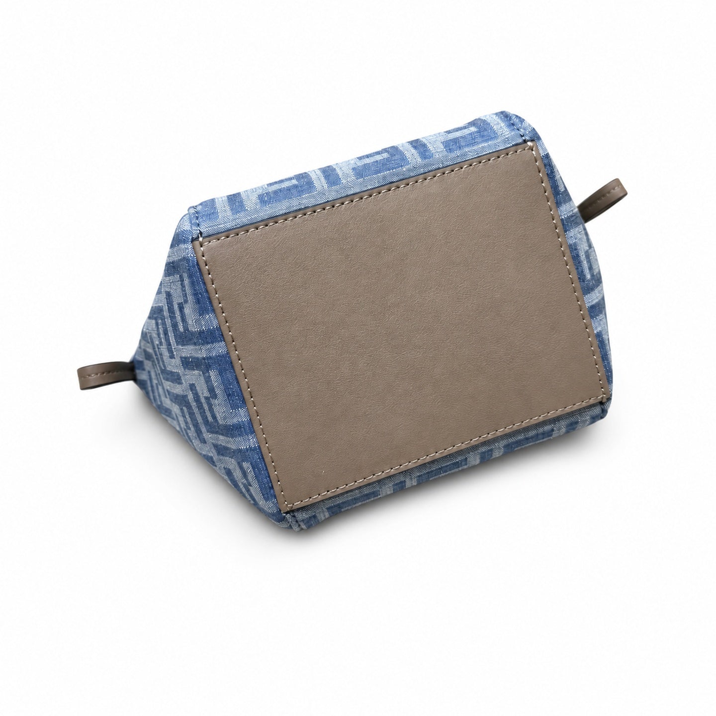 Fendi Origami Medium Denim Leather Beige Blue Gold Bag