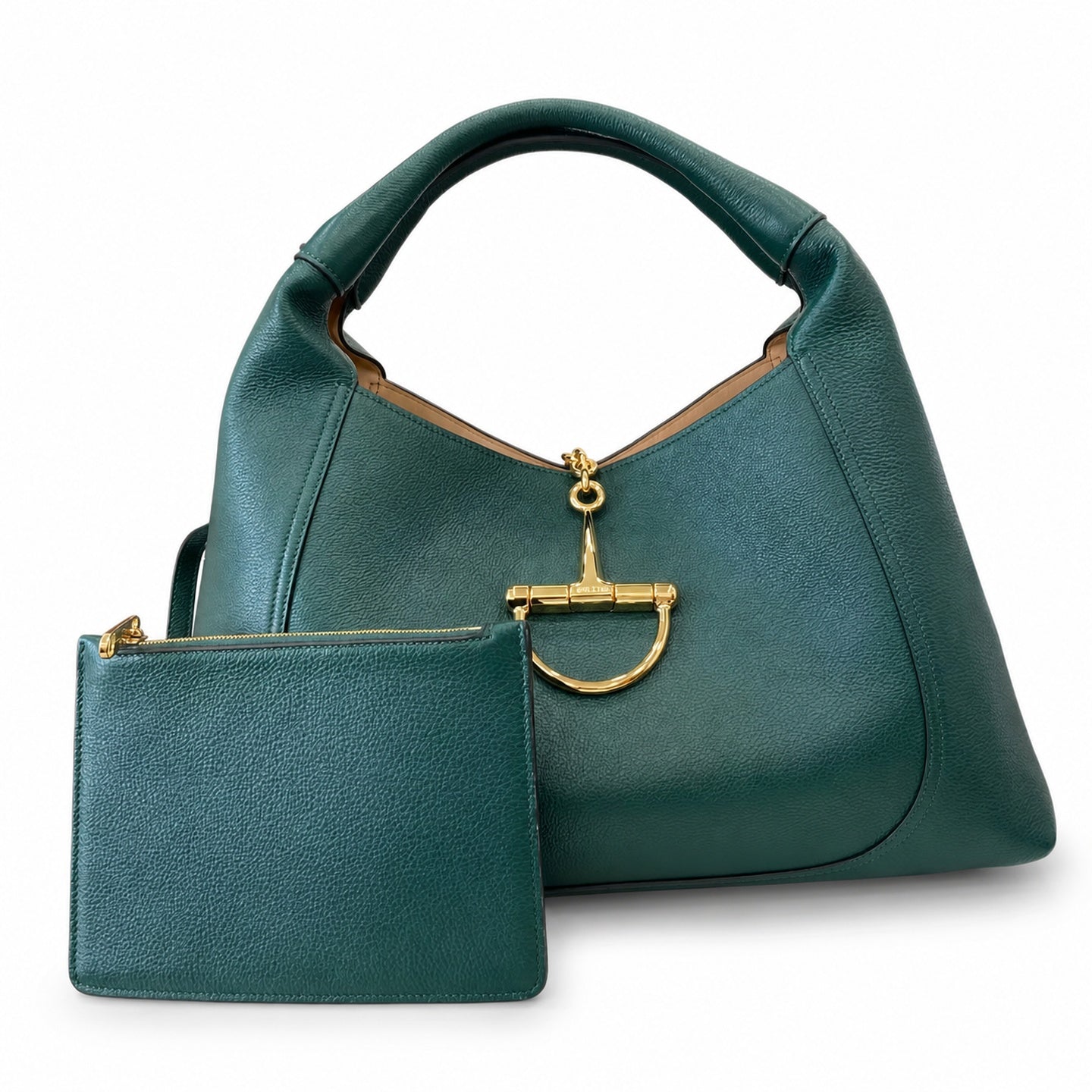 Gucci Leather Brown Green Gold Shoulder Bag