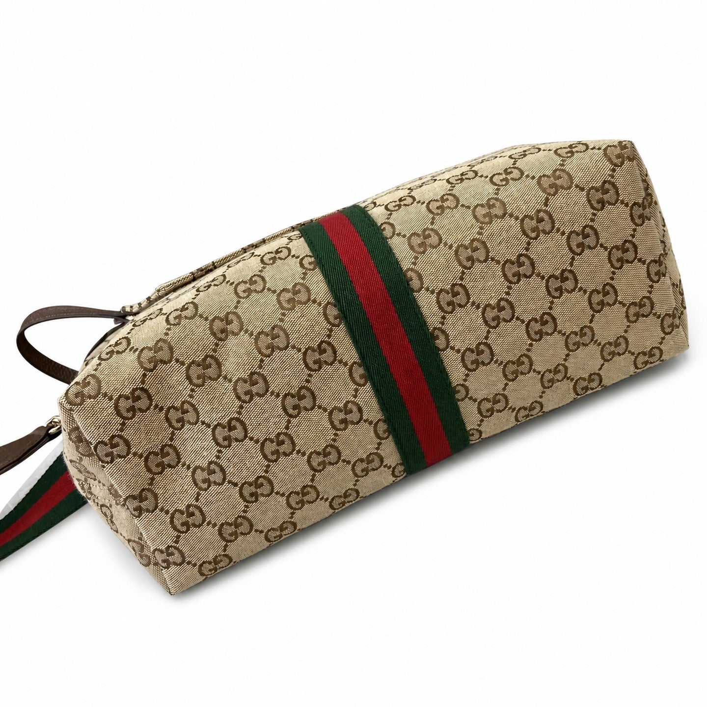 Gucci Giglio Cotton Canvas White Brown Red Green Tote Bag