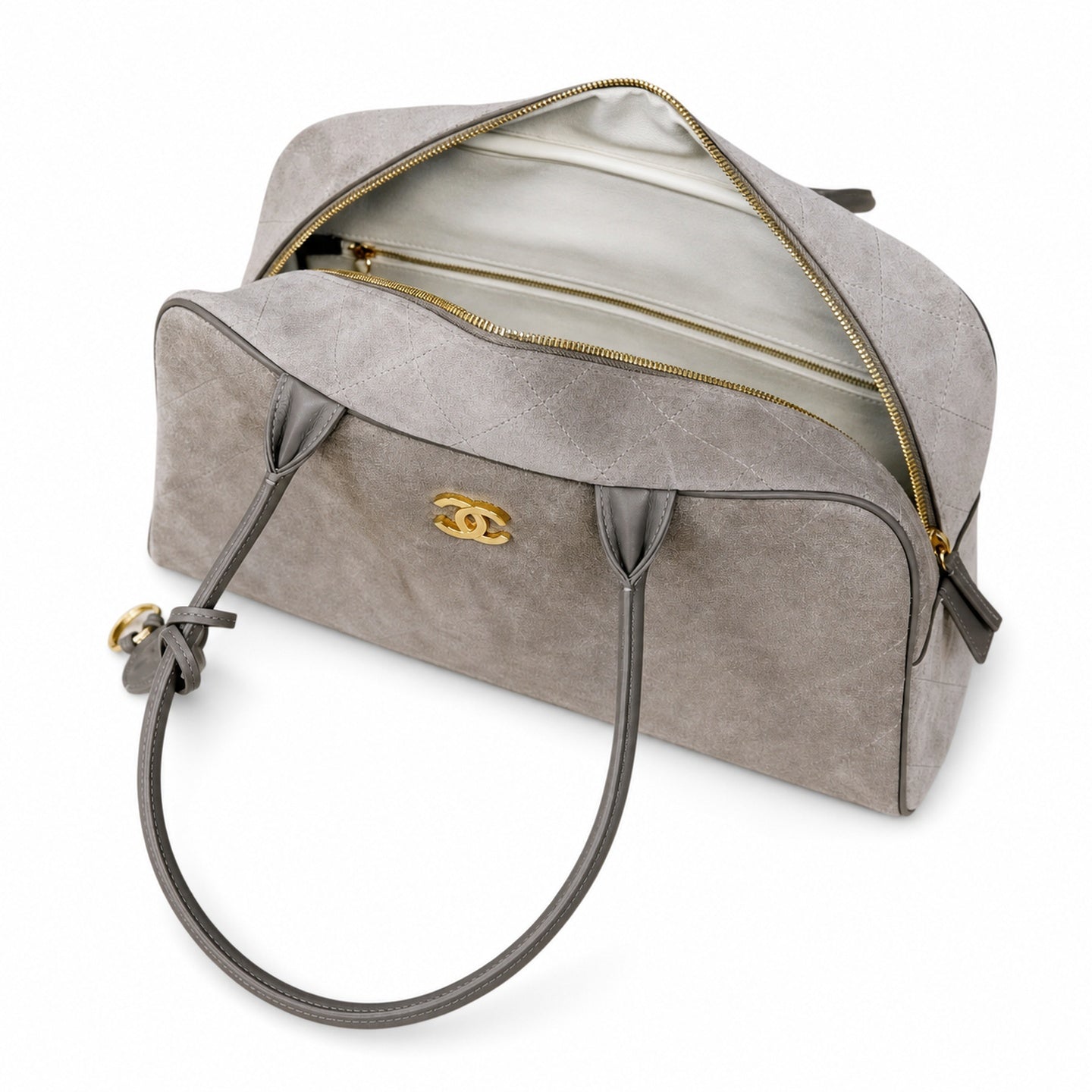 Chanel Large Suede Leather Bowling Bag