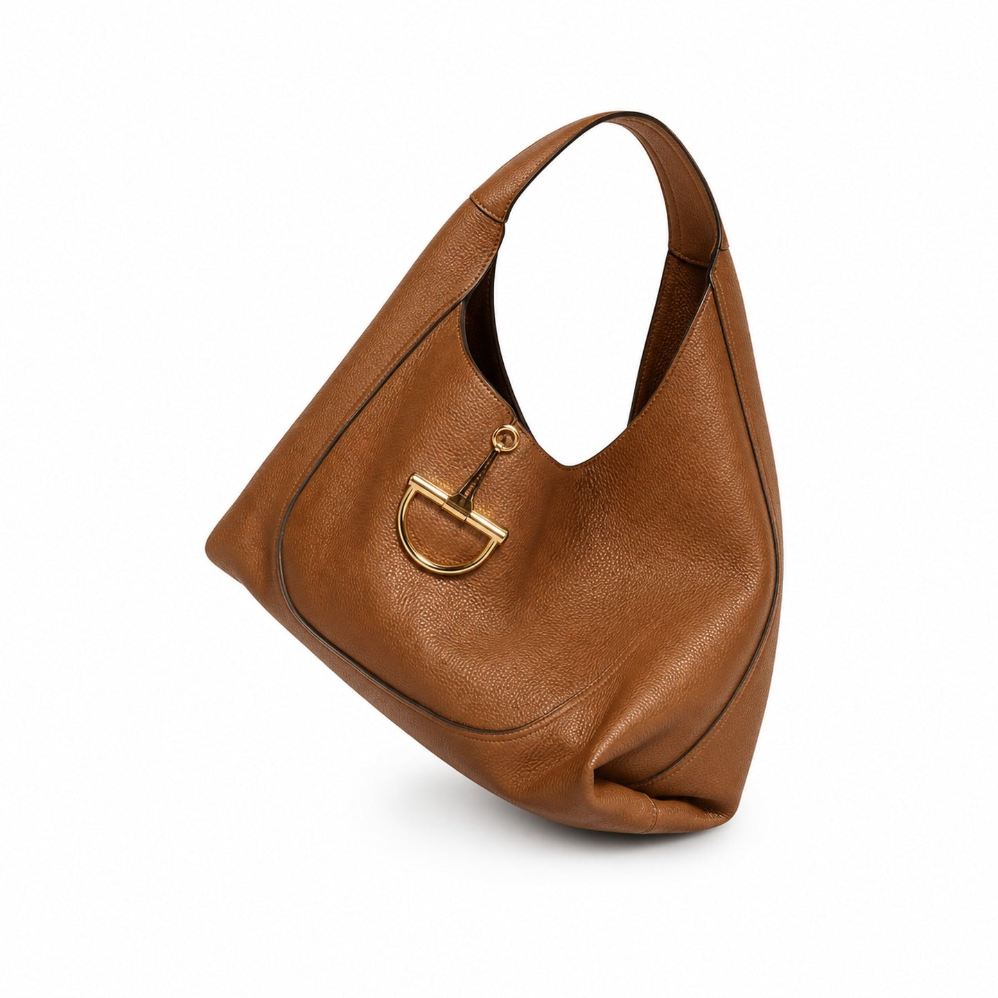 Gucci Horsebit Large Leather Brown Gold Shoulder Bag