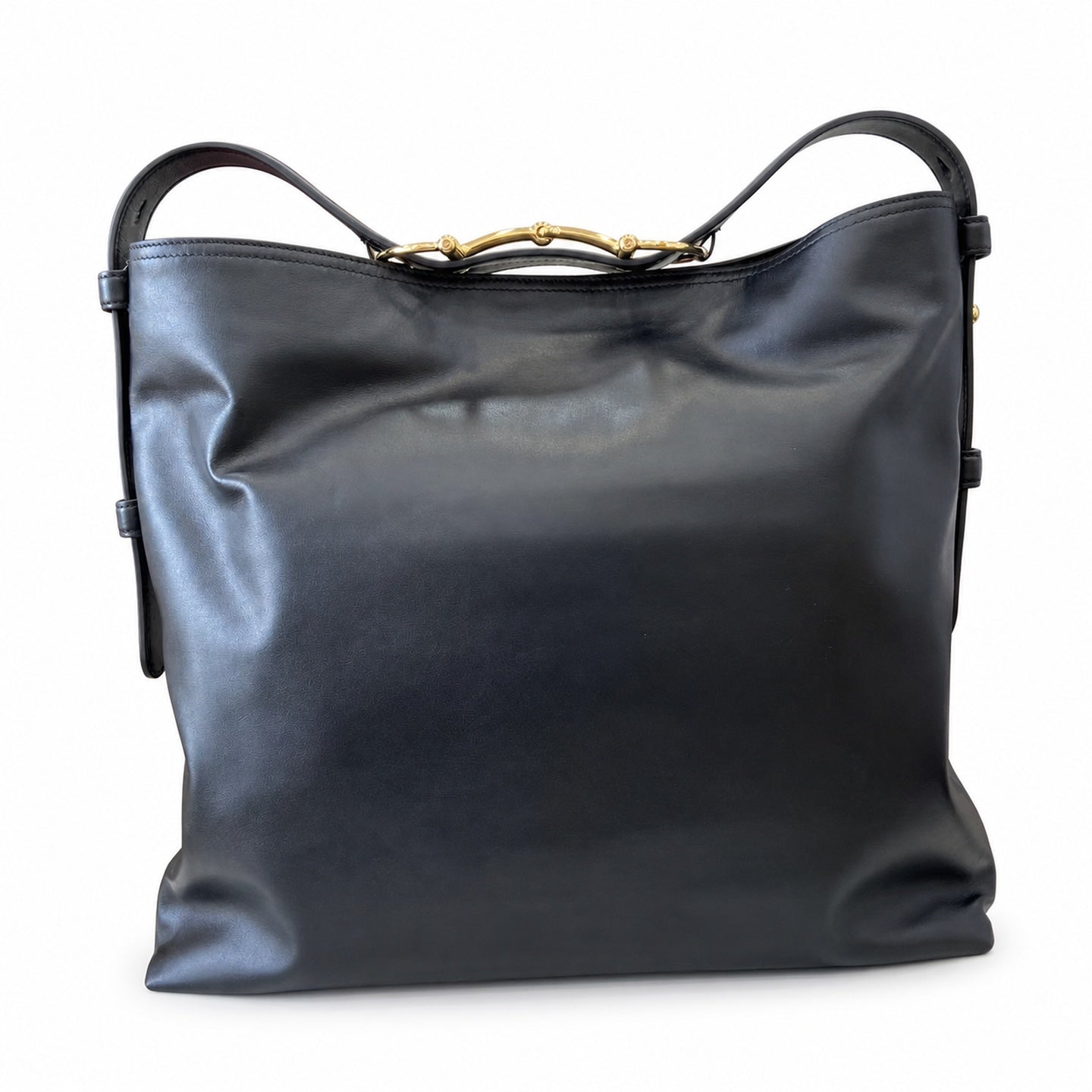 Gucci Horsebit Cotton Leather Black Gold Bag