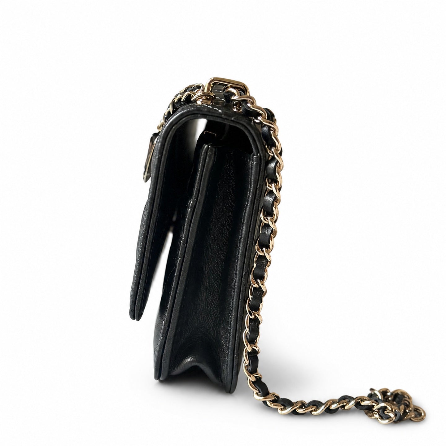 Chanel Leather Black Pink Gold Handbag