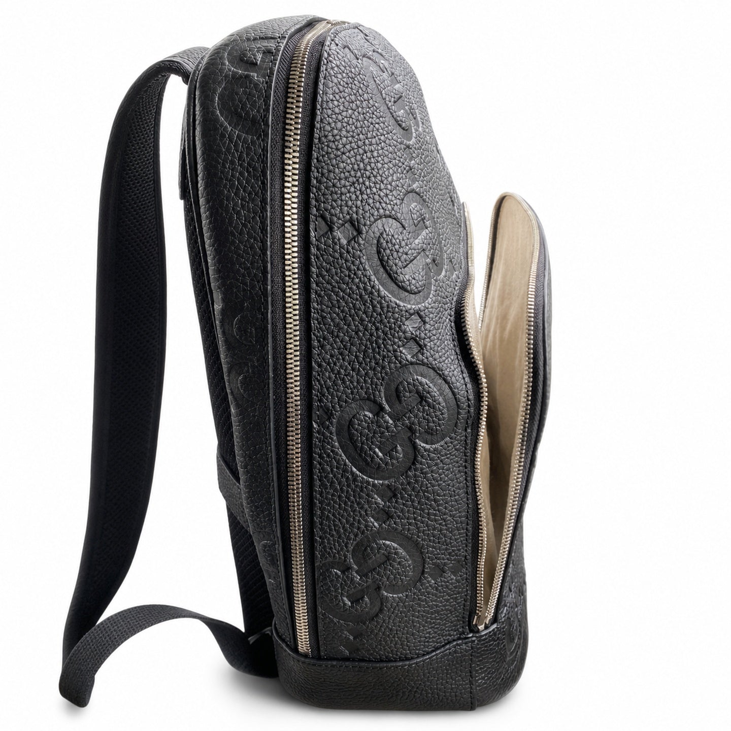Gucci Large Cotton Leather Black Gray Backpack