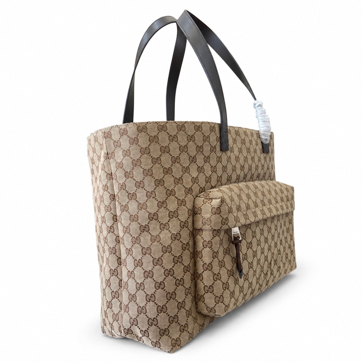 Gucci Men's Large Canvas Nylon Beige Brown Tote Bag