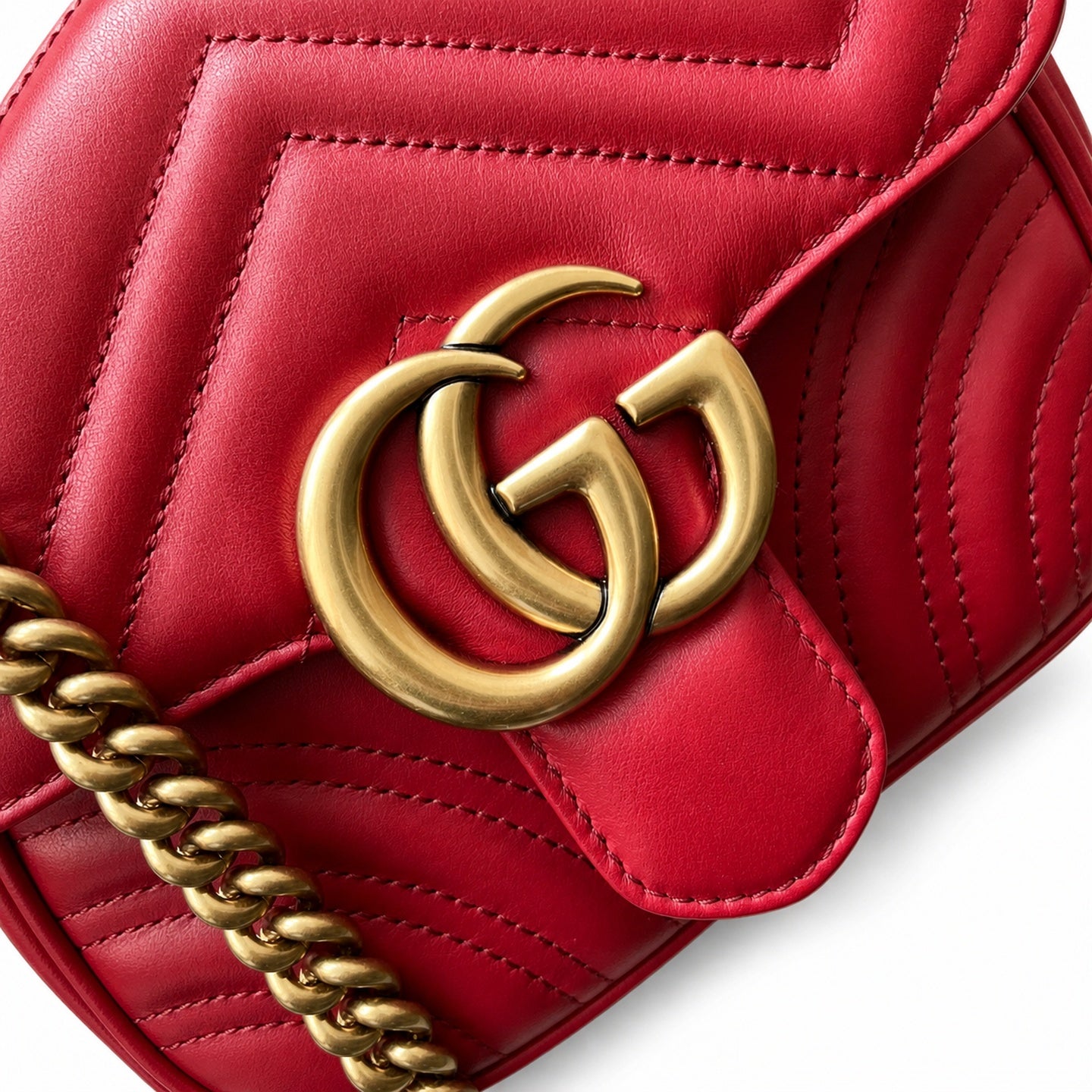 Gucci GG Marmont Quilted Leather Black Red Gold Handbag