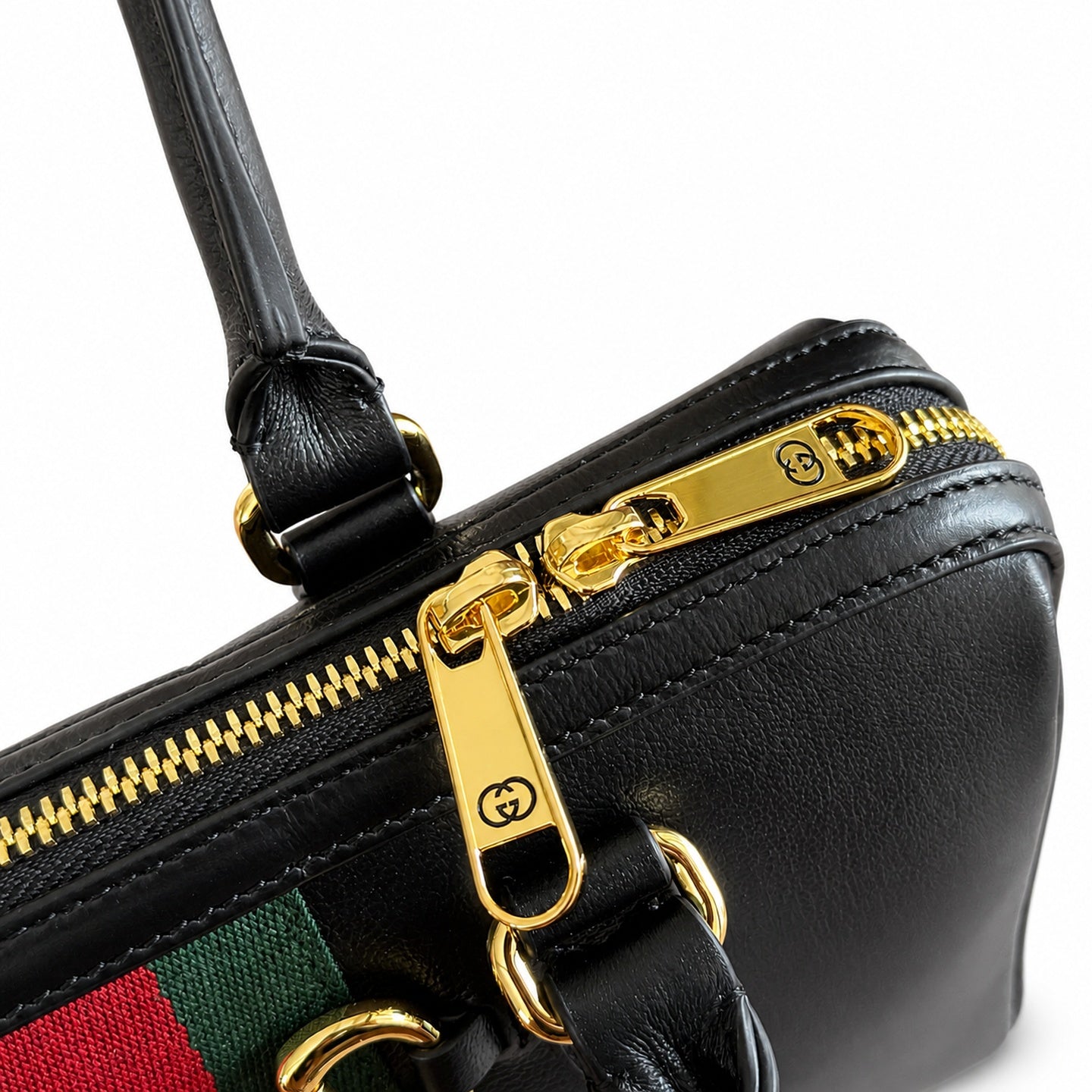 Gucci Supreme Small Canvas Leather Black Brown Gold Handbag