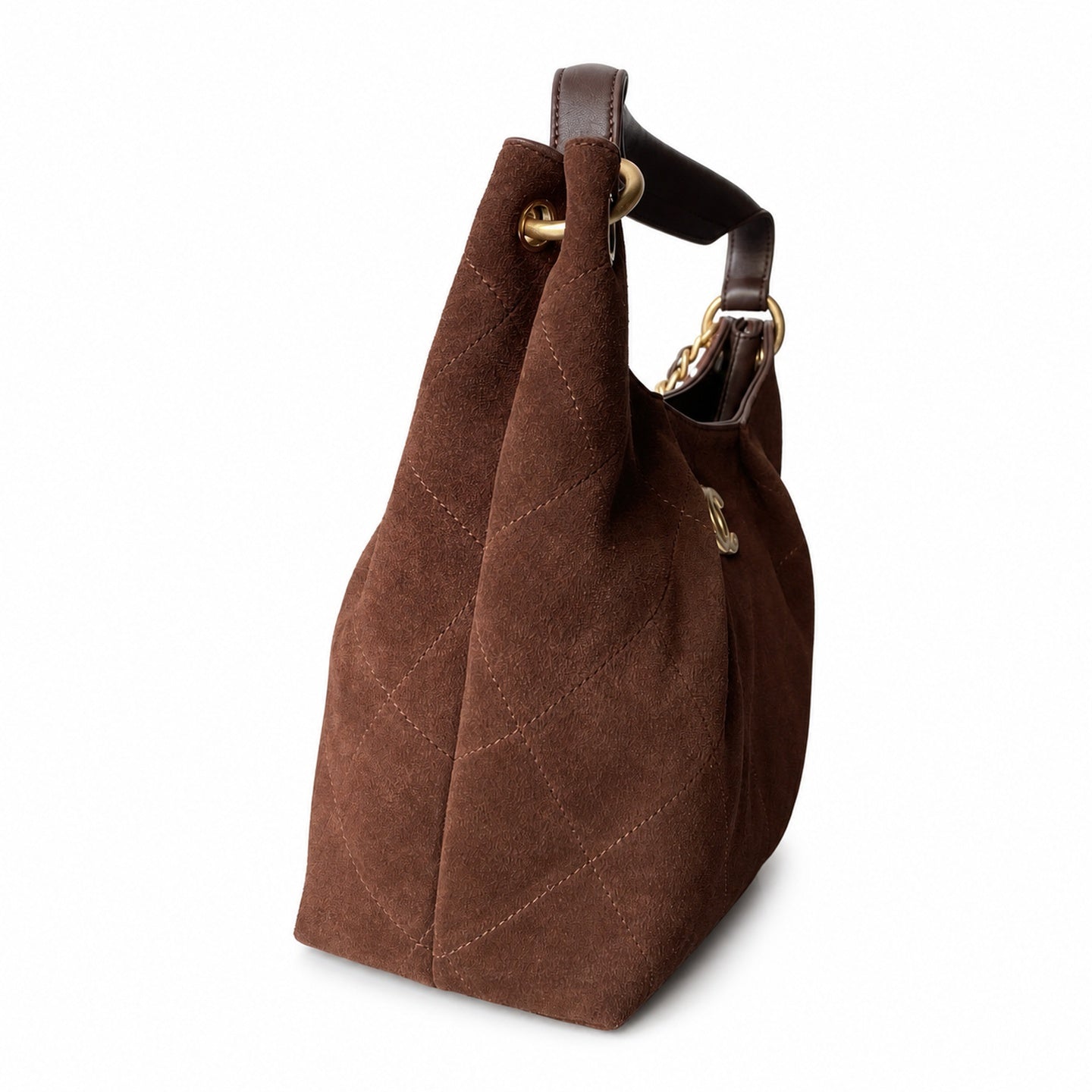 Chanel Large Suede Velvet Leather Gold Bag