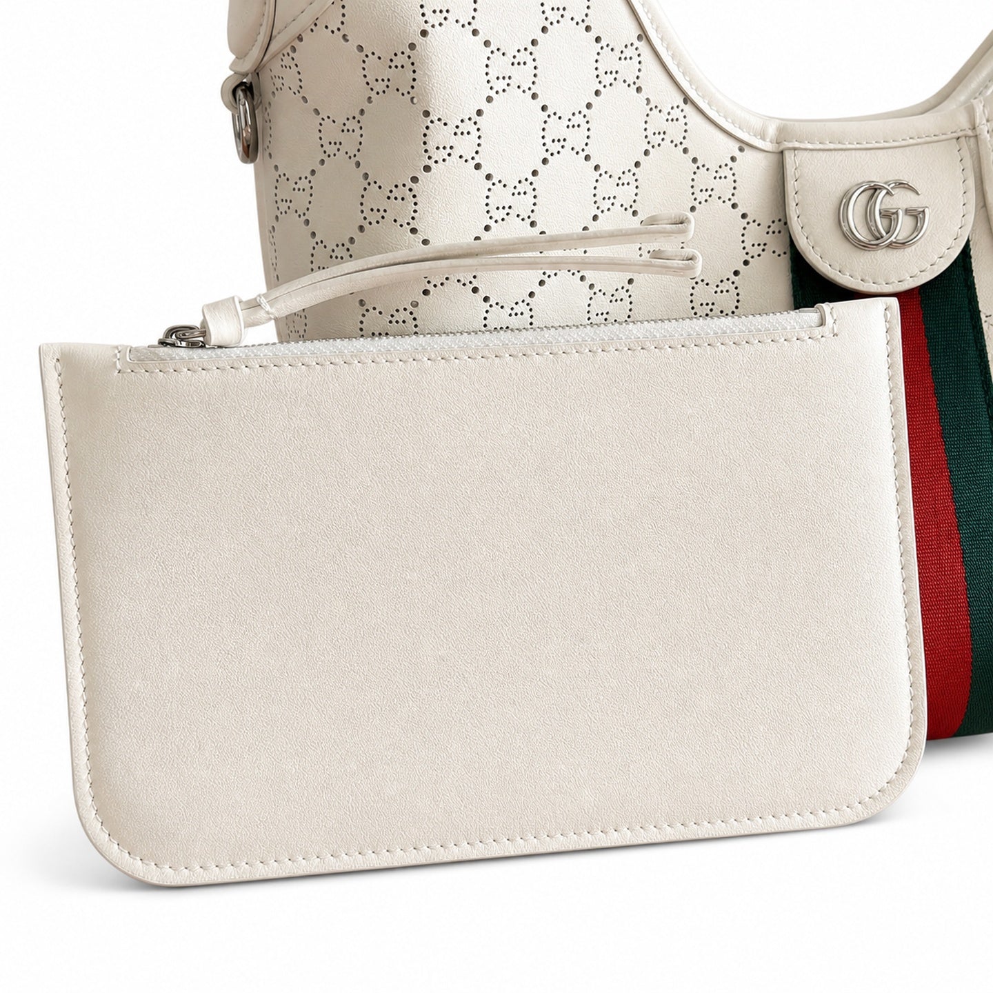 Gucci Giglio Leather Black White Beige Gold Clutch