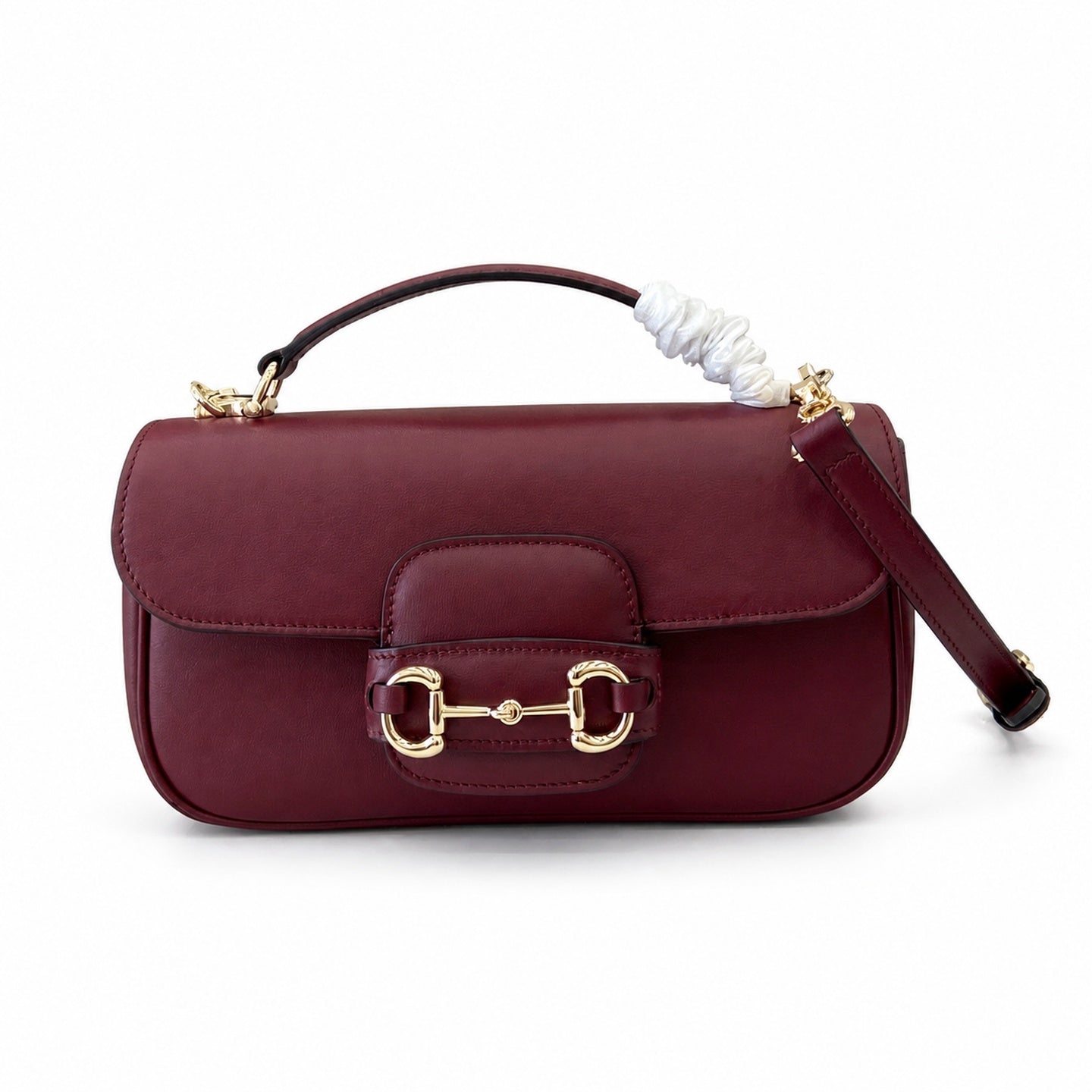 Gucci Horsebit 1955 Small Cotton Canvas Leather Beige Brown Gold Burgundy Handbag