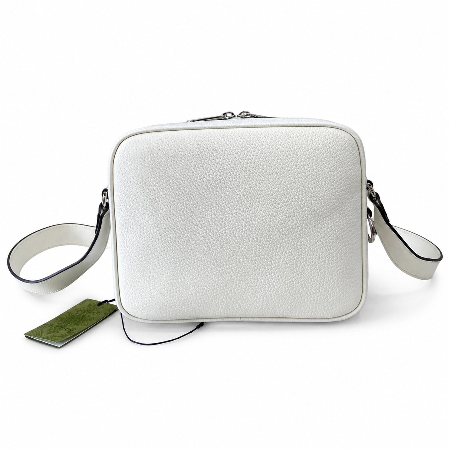 Gucci Supreme Mini Cotton Canvas Leather White Green Crossbody Bag