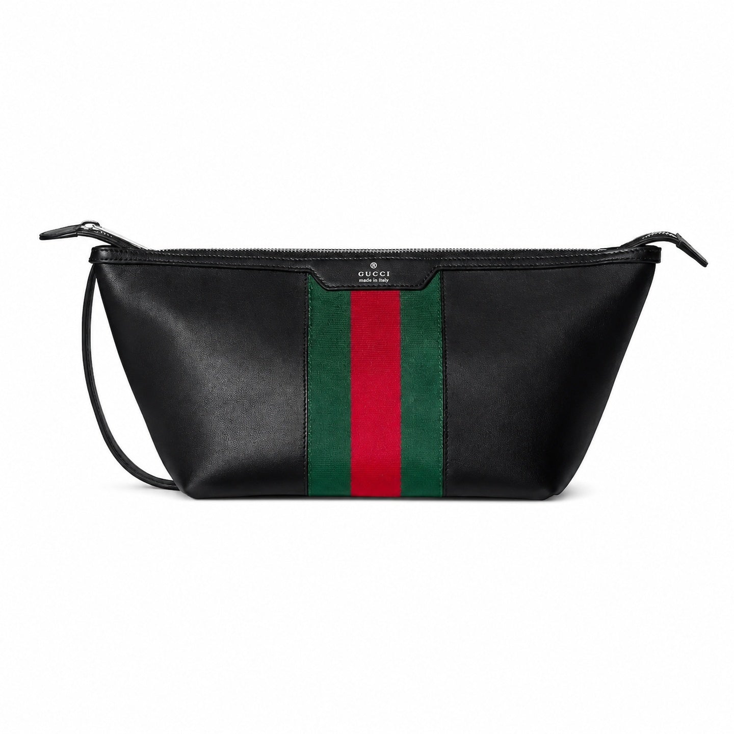 Gucci Leather Black Red Green Silver Bag