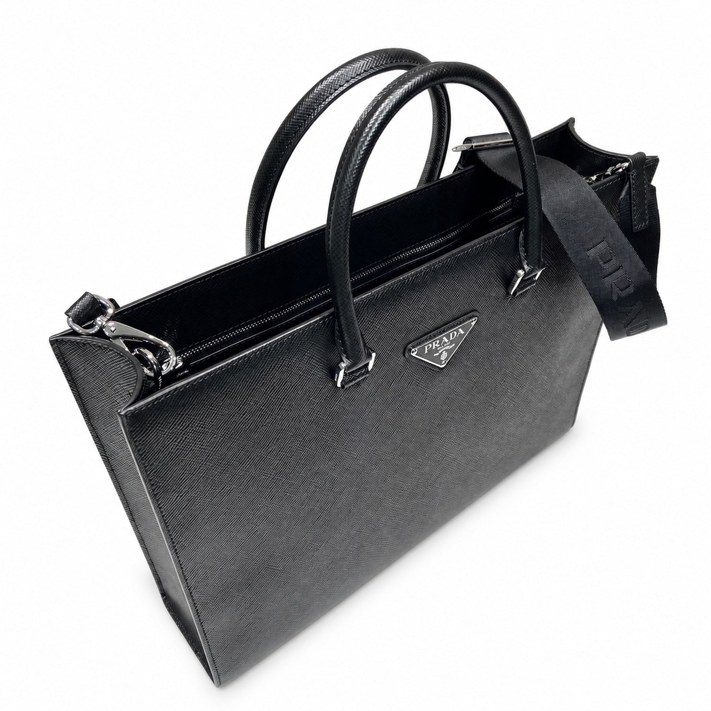 Prada Saffiano Nylon Leather Briefcase