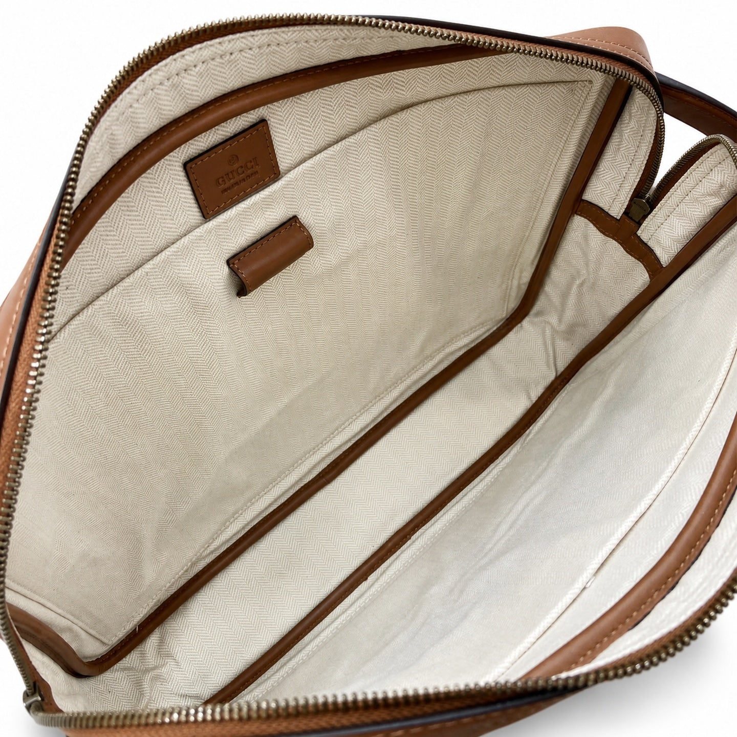 Gucci Men's Cotton Canvas Leather Brown Briefcase