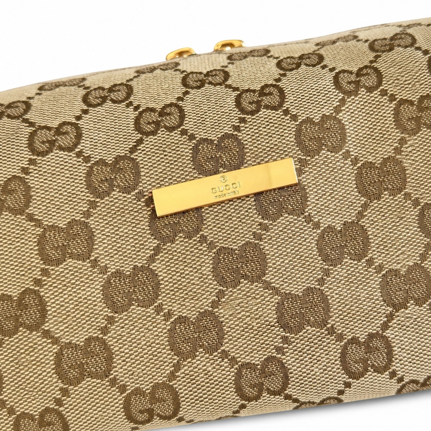 Gucci Denim Nylon Leather Brown Blue Boston Bag