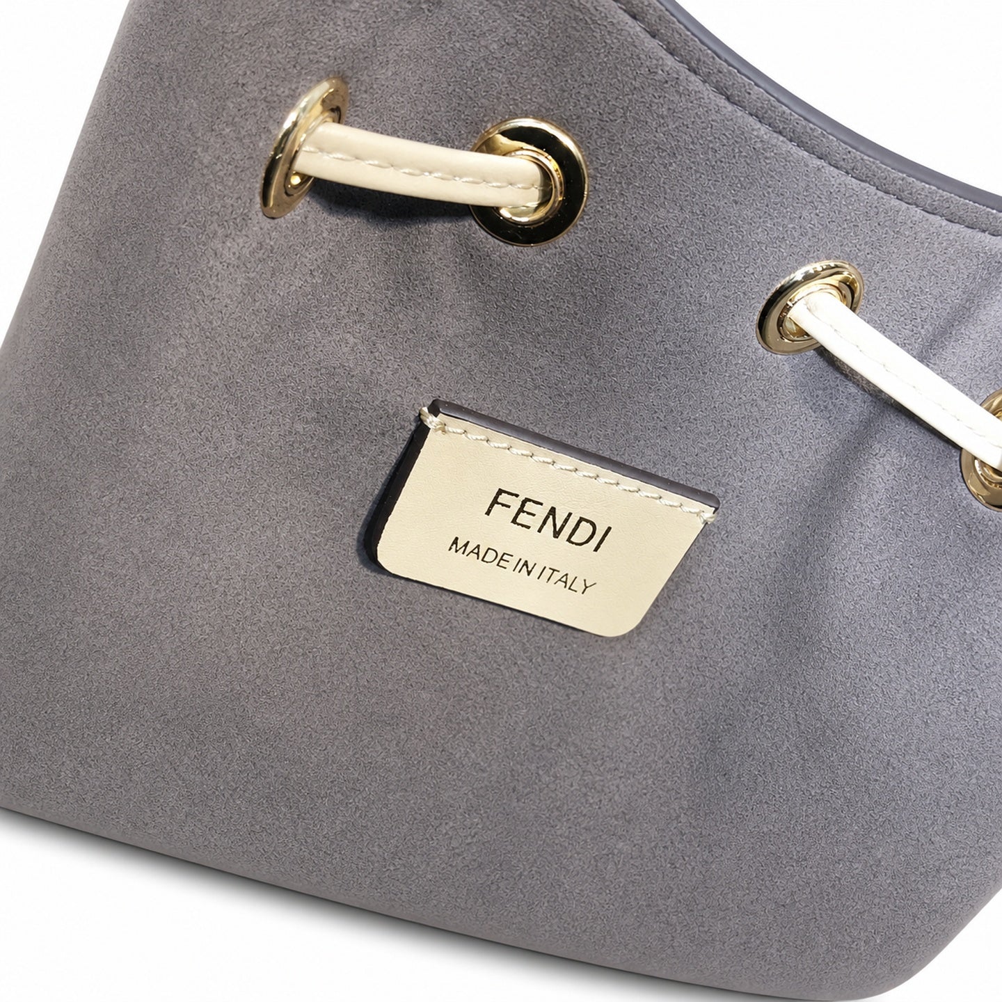 Fendi Mon Tresor Small Leather Beige Green Gold Bucket Bag