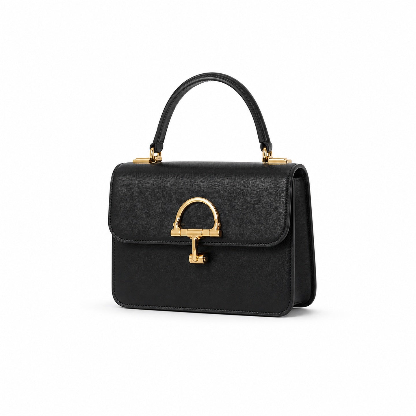 Gucci Horsebit Leather Black Gold Handbag