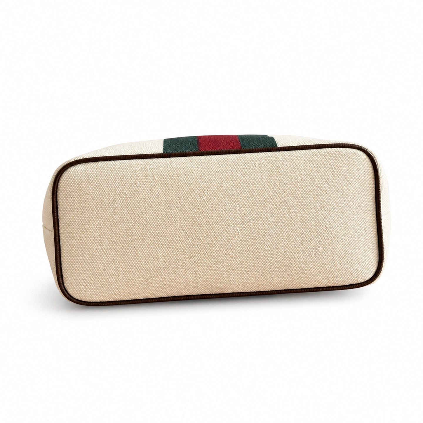 Gucci Cotton Canvas Leather Beige Brown Gold Charm