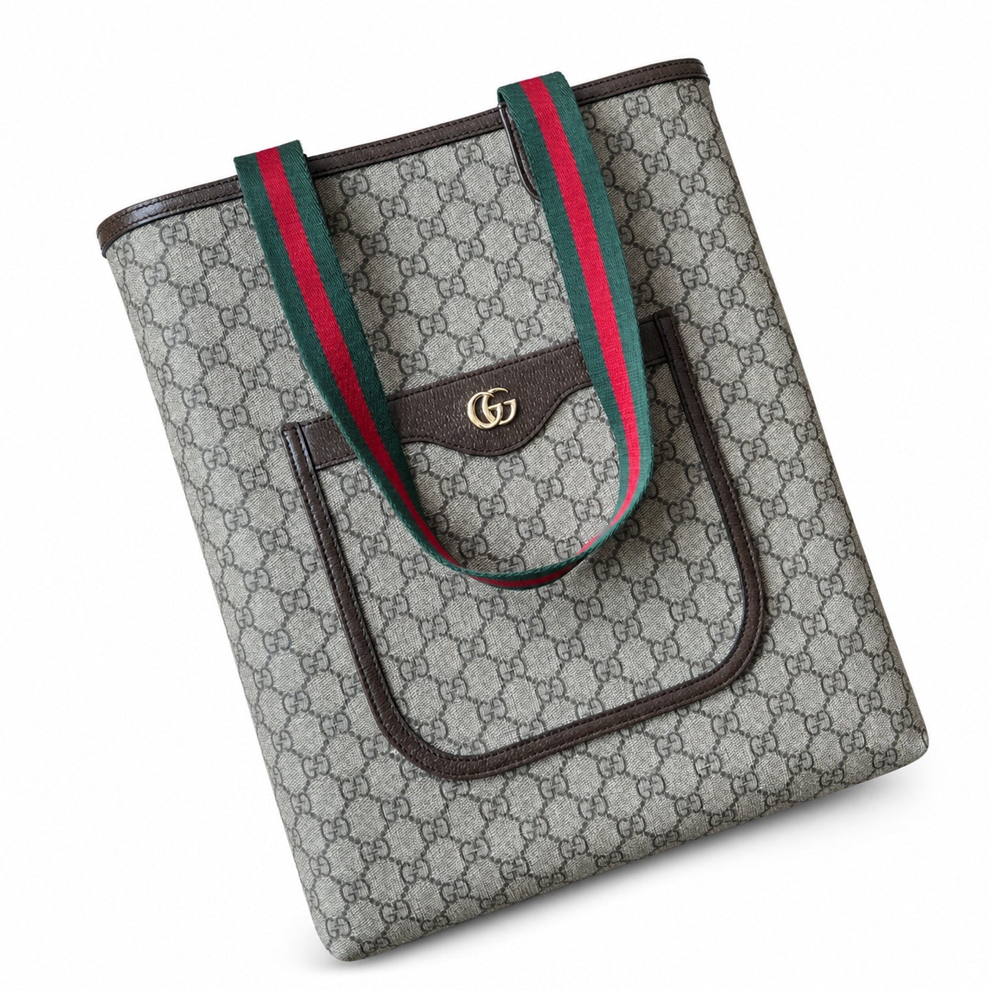 Gucci Ophidia Supreme Small Suede Canvas Leather Beige Brown Red Green Gold Tote Bag