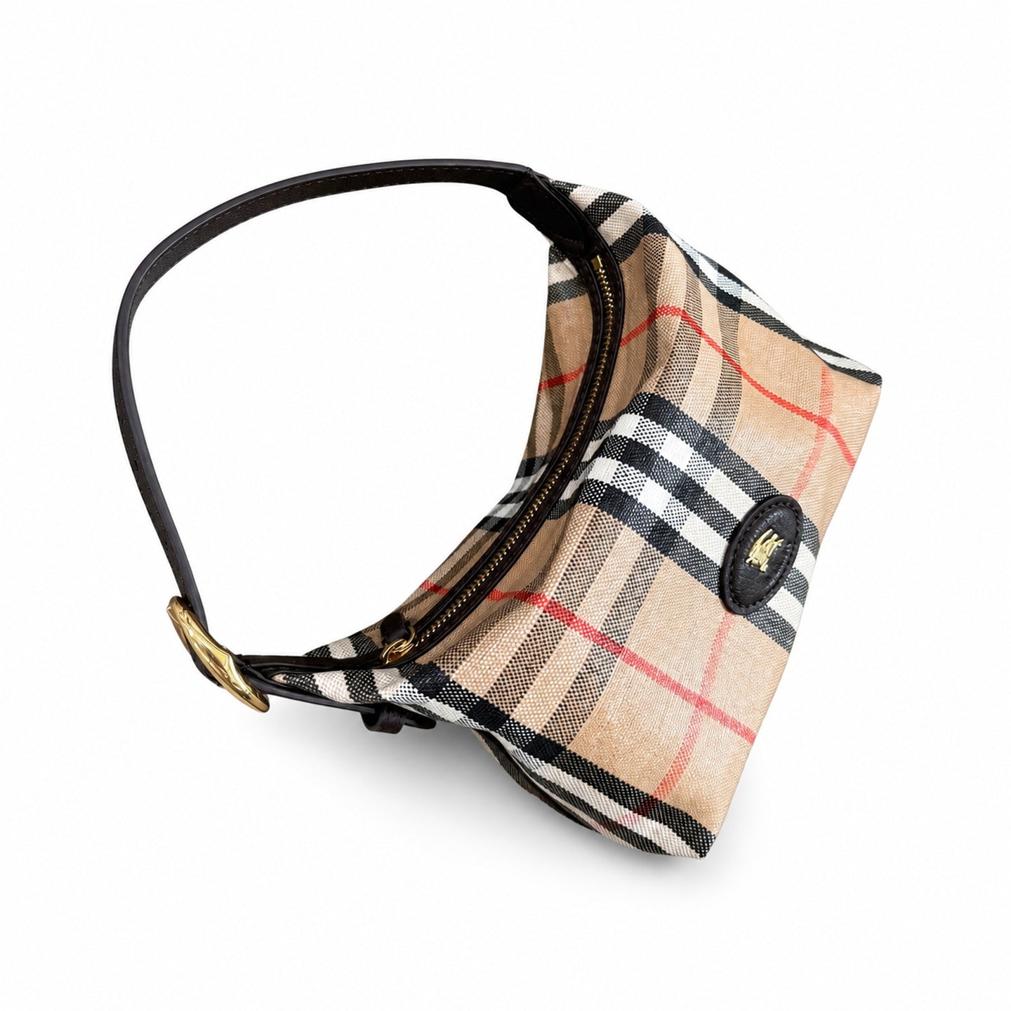 Burberry Highlands Mini Cotton Jacquard Leather Check Bag
