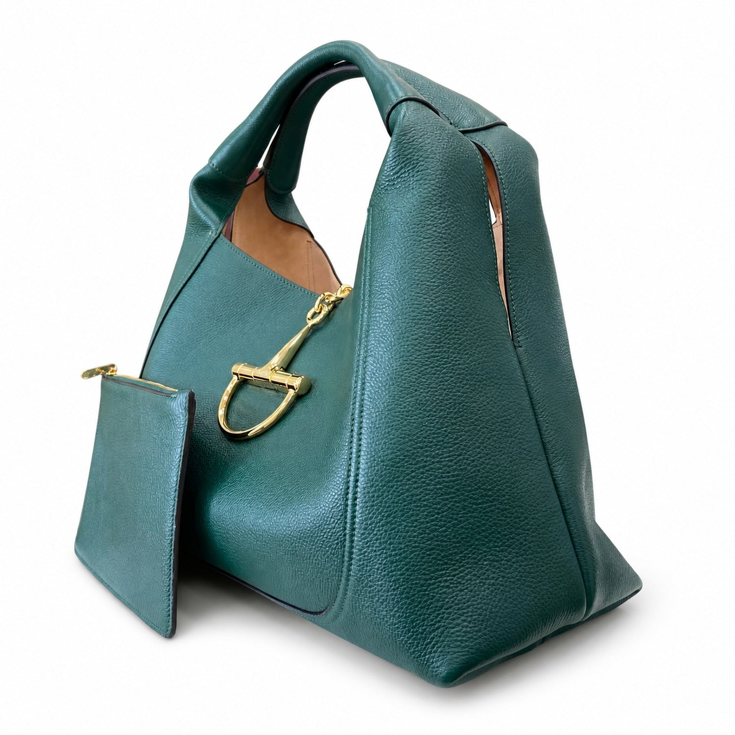 Gucci Leather Brown Green Gold Shoulder Bag