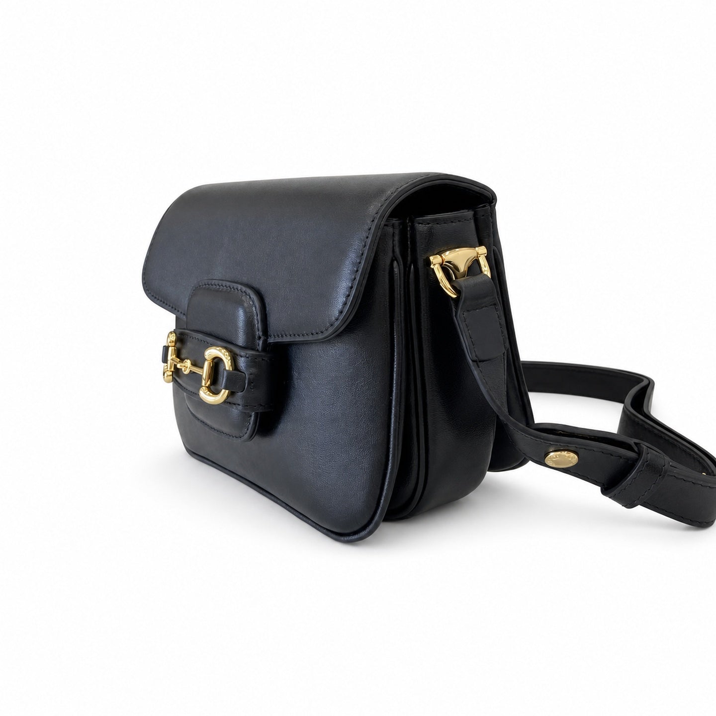 Gucci Horsebit 1955 Leather Black Gold Shoulder Bag