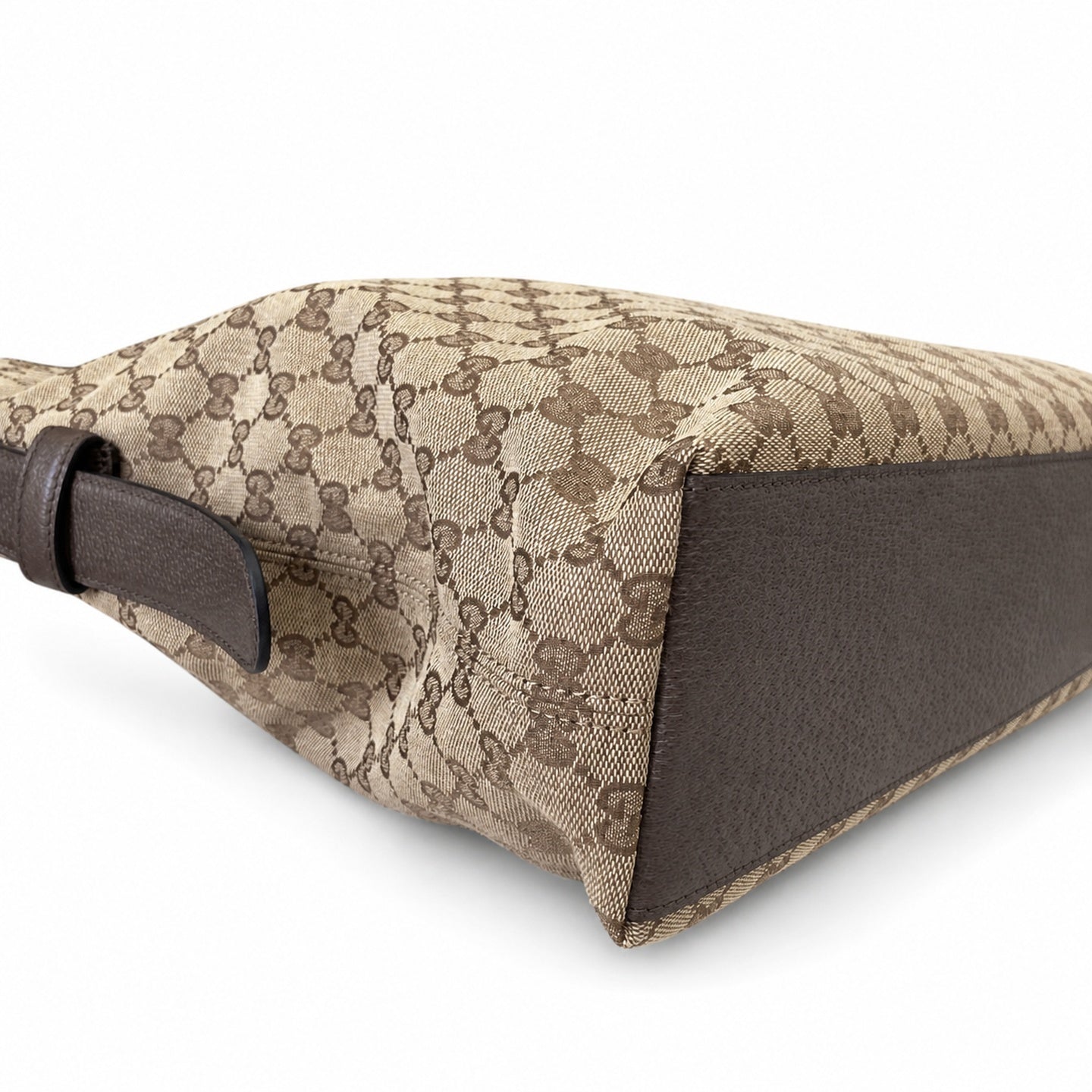 Gucci Horsebit Cotton Canvas Leather Beige Brown Green Gold Handbag