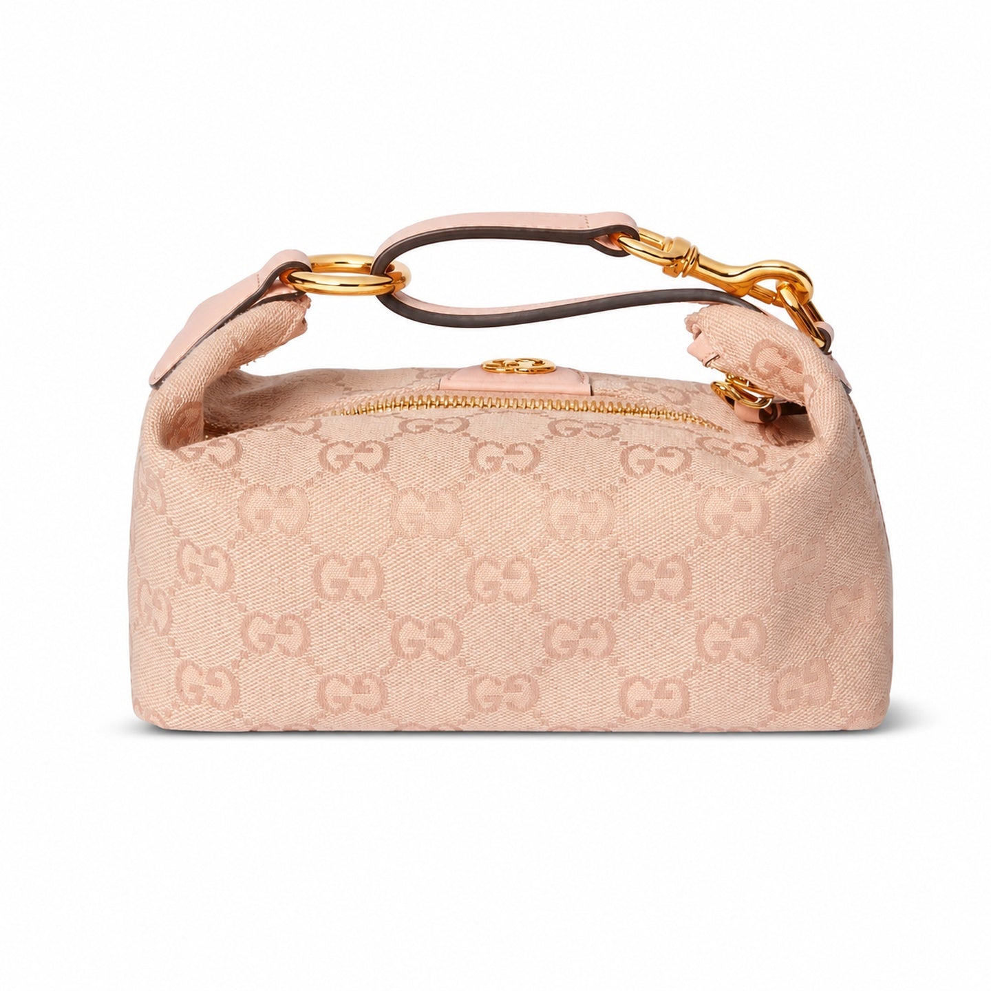 Gucci Cotton Canvas Leather Pink Gold Bag