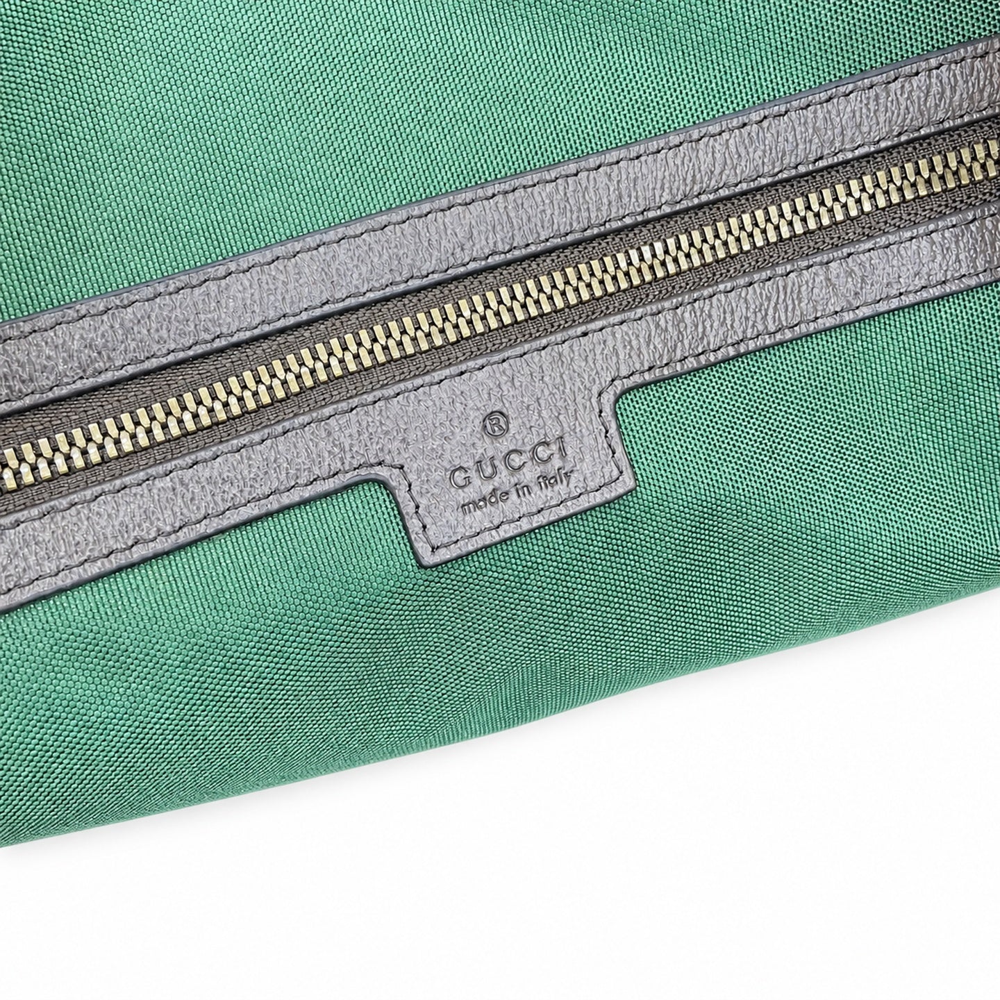 Gucci Cotton Leather Beige Brown Green Gold Bag