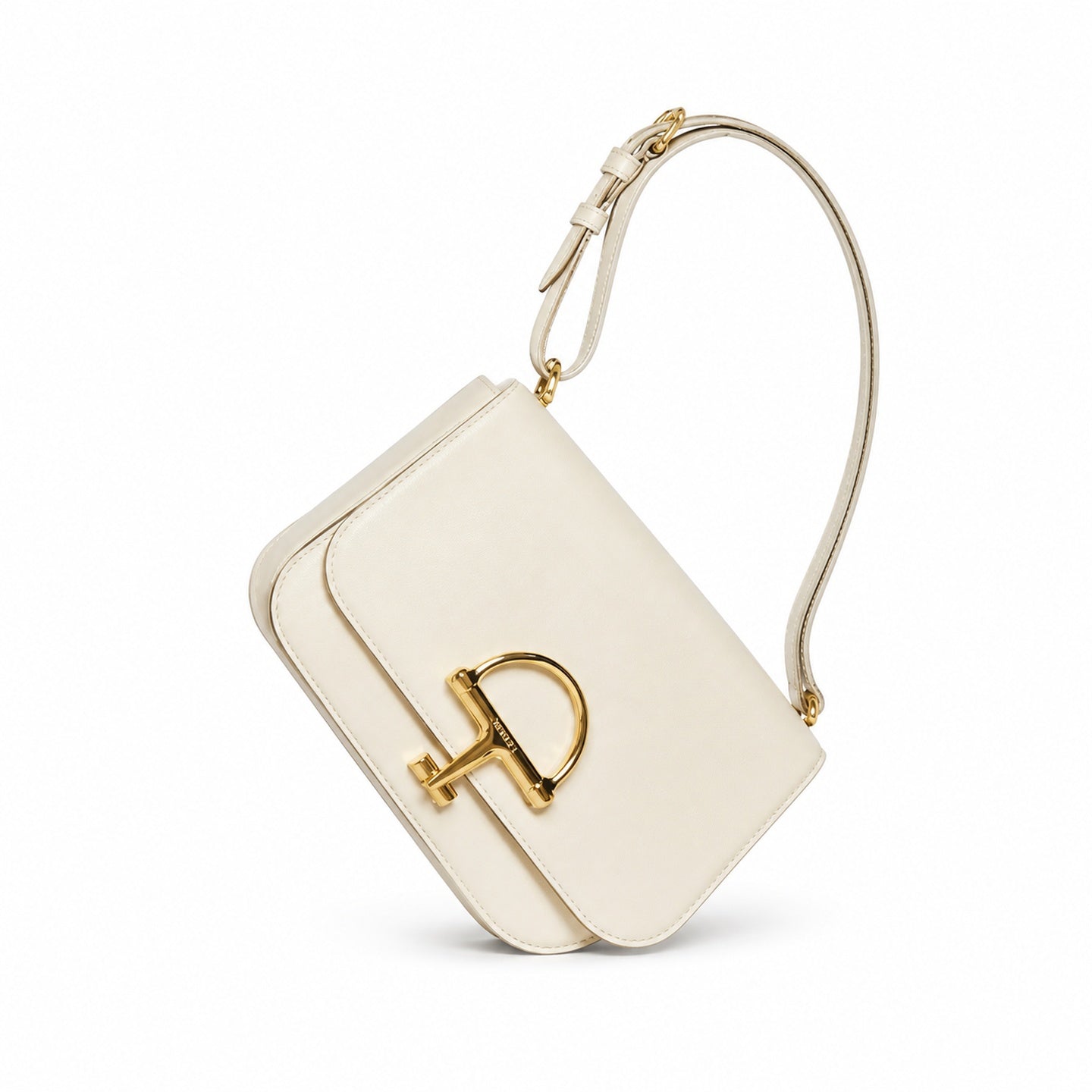 Gucci Horsebit Small Leather White Gold Shoulder Bag