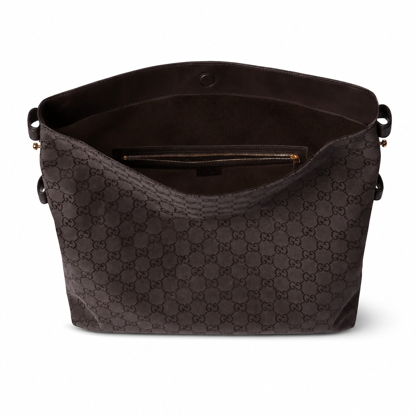 Gucci Horsebit Cotton Canvas Beige Brown Gold Handbag