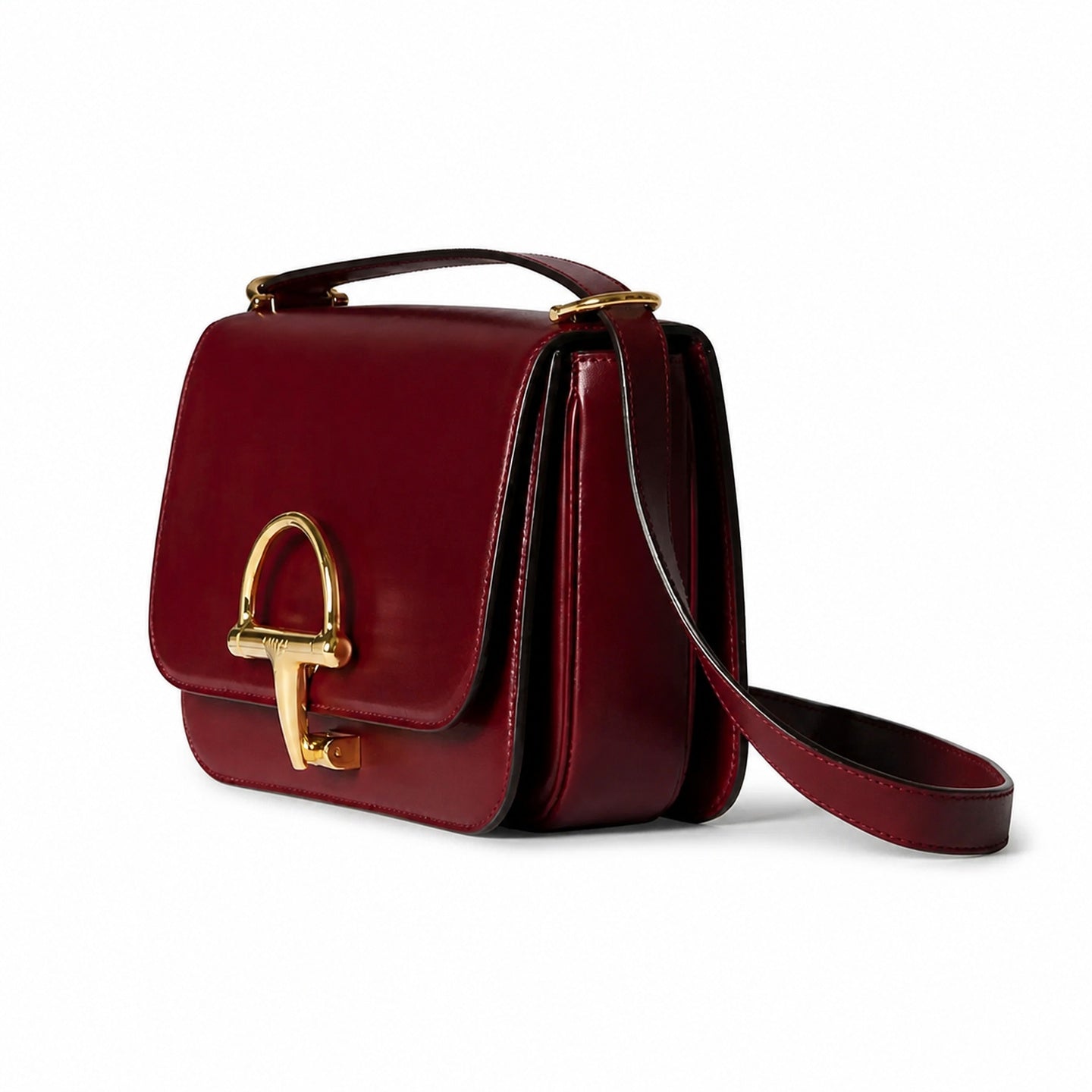 Gucci Horsebit Small Leather Red Gold Shoulder Bag