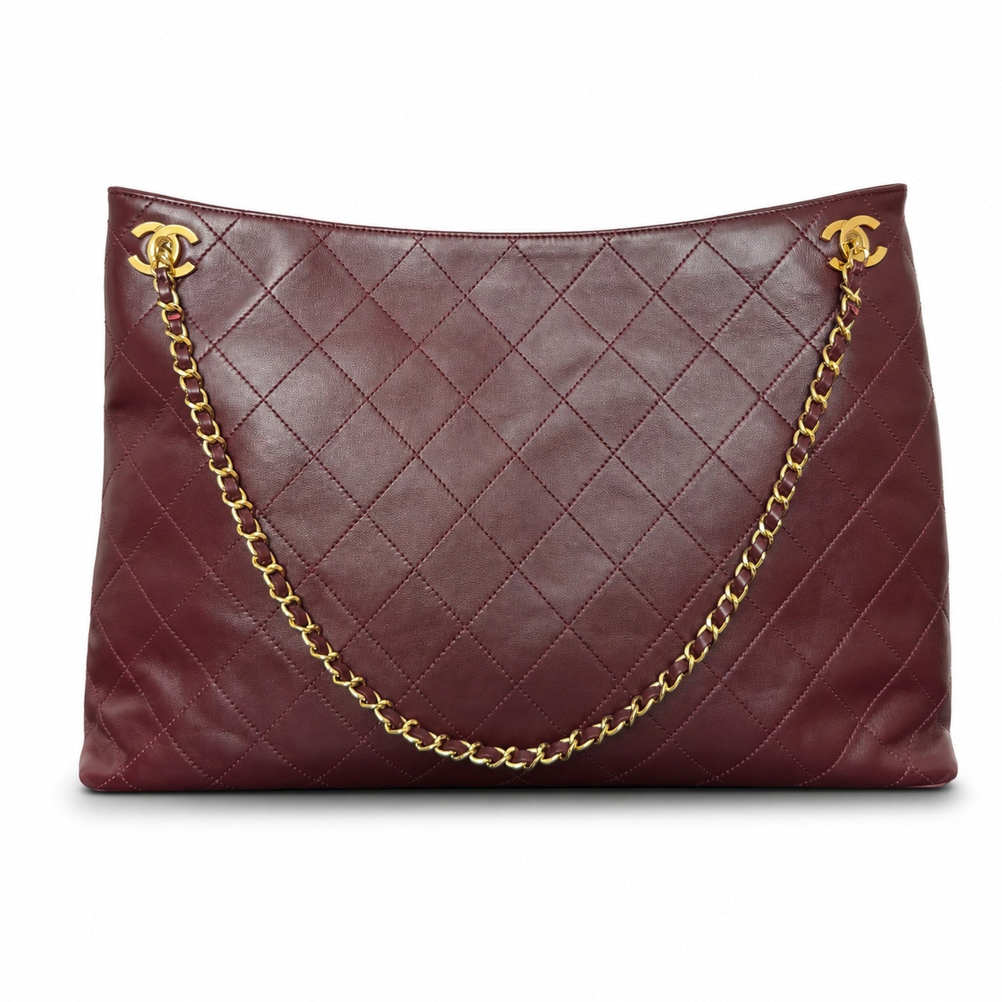 Chanel Leather Burgundy Tote Bag