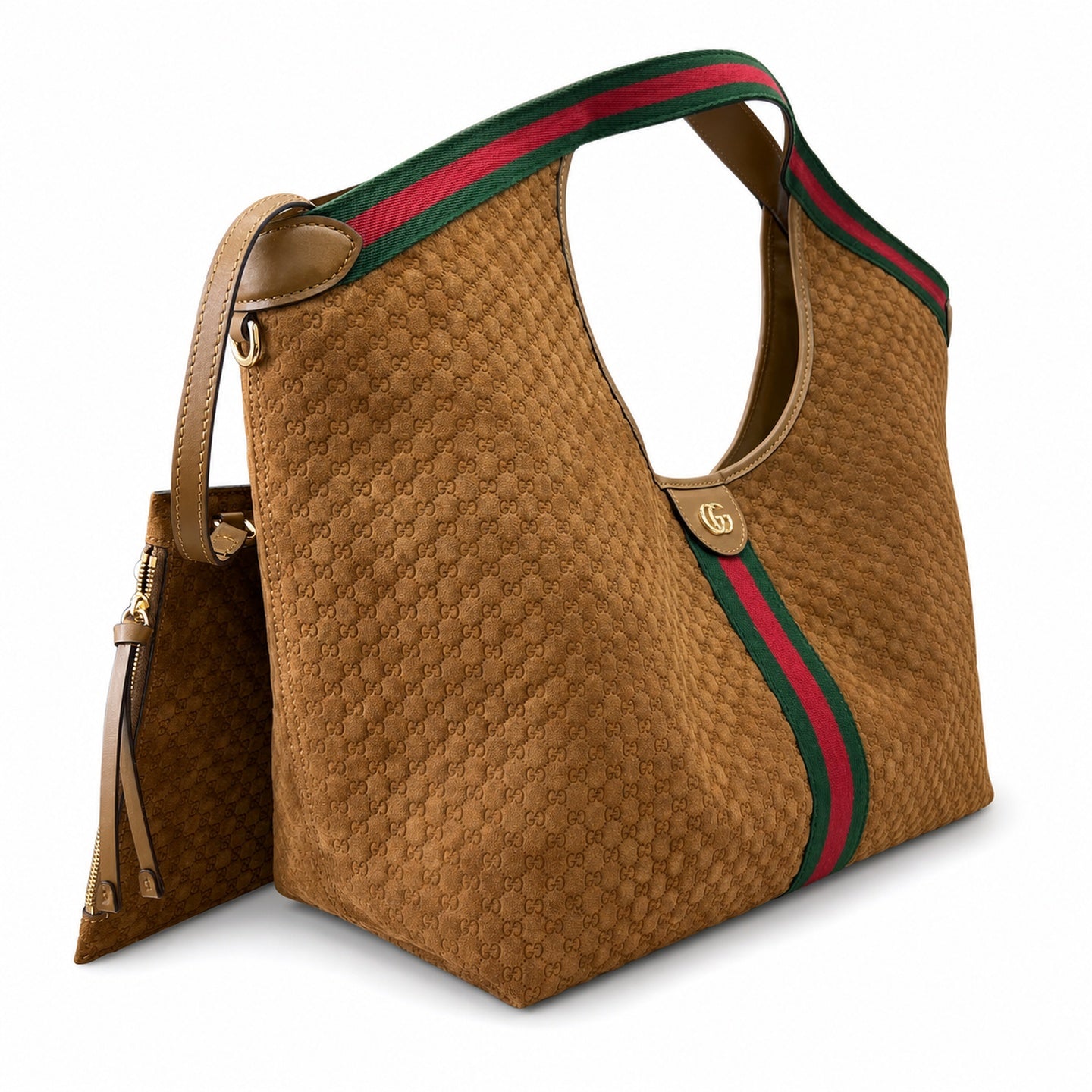 Gucci Giglio Cotton Suede Canvas Velvet Brown Red Green Gold Handbag