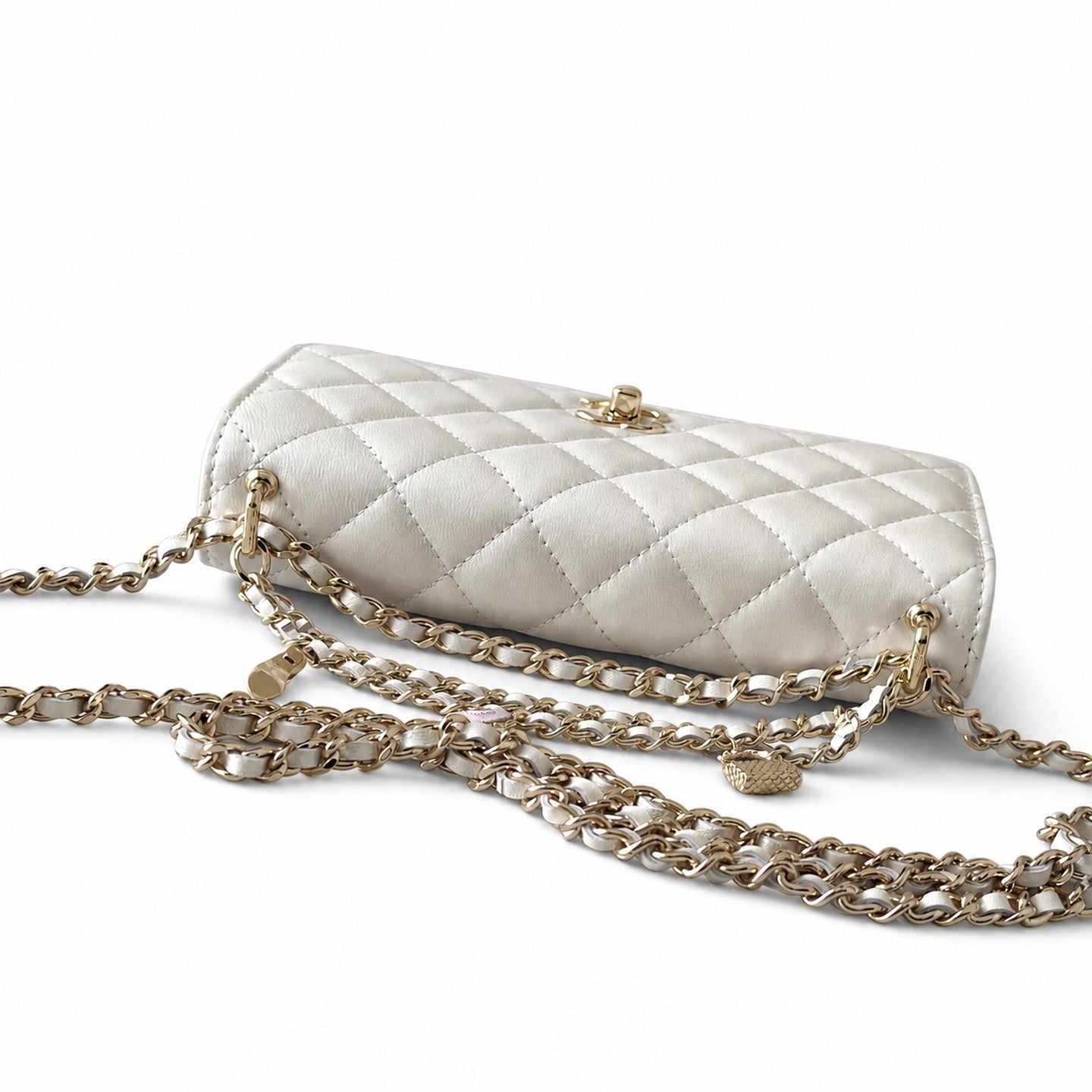 Chanel Leather White Pink Gold Handbag