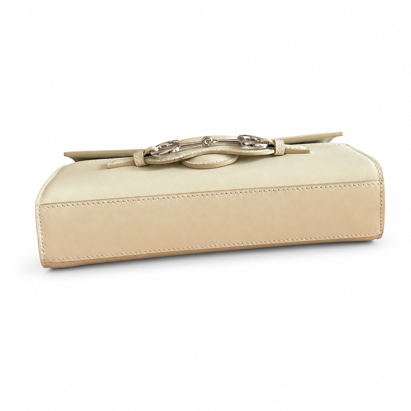 Gucci Horsebit Canvas Leather White Brown Gold Shoulder Bag