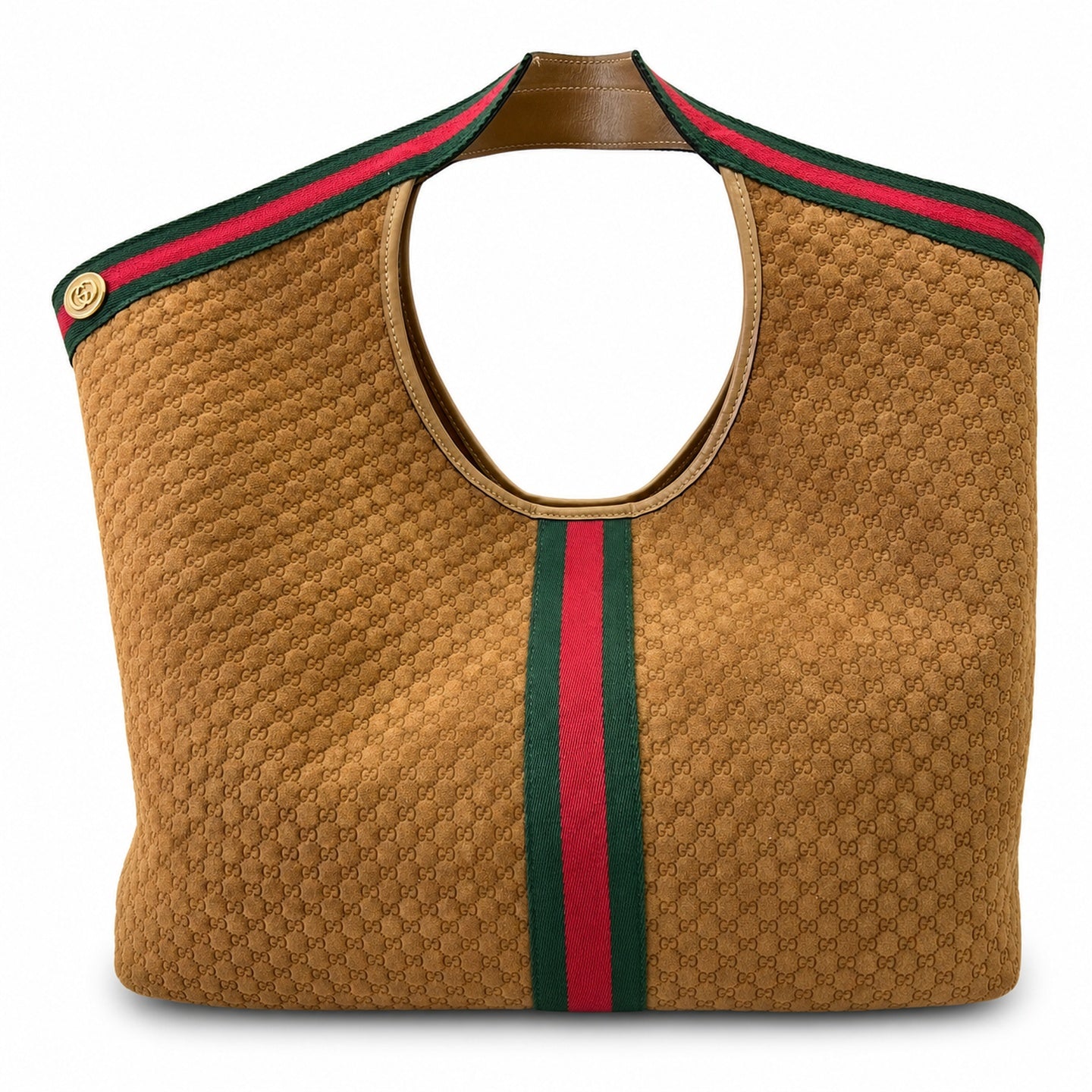 Gucci Giglio Cotton Suede Canvas Velvet Brown Red Green Gold Handbag