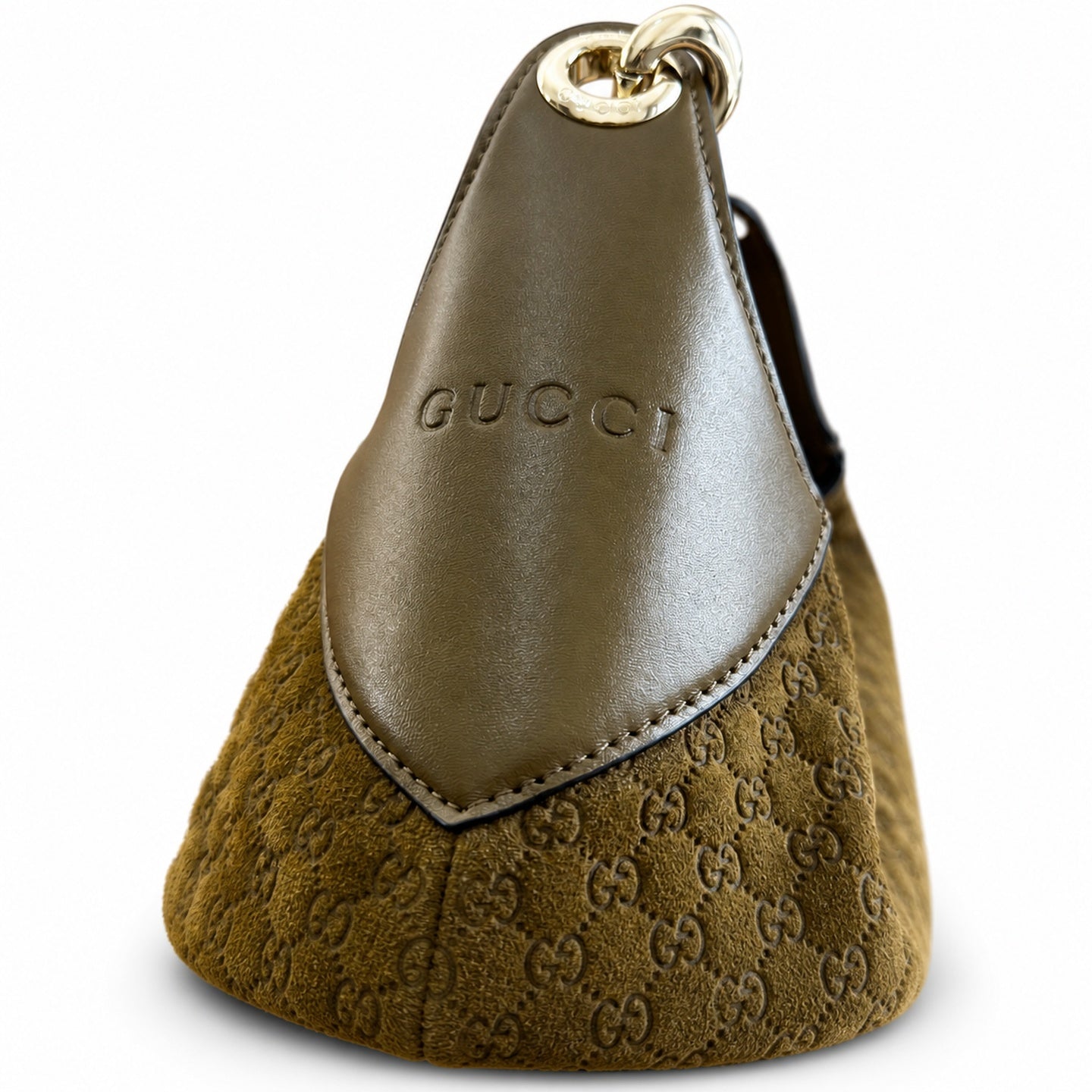 Gucci Medium Canvas Leather Brown Green Bag