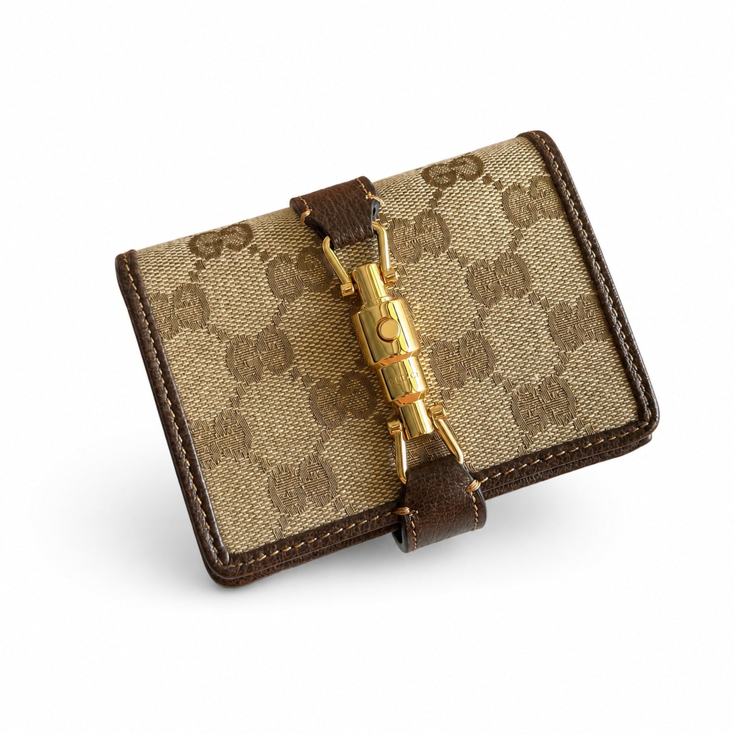 Gucci Jackie 1961 Small Canvas Leather Brown Gold Bag