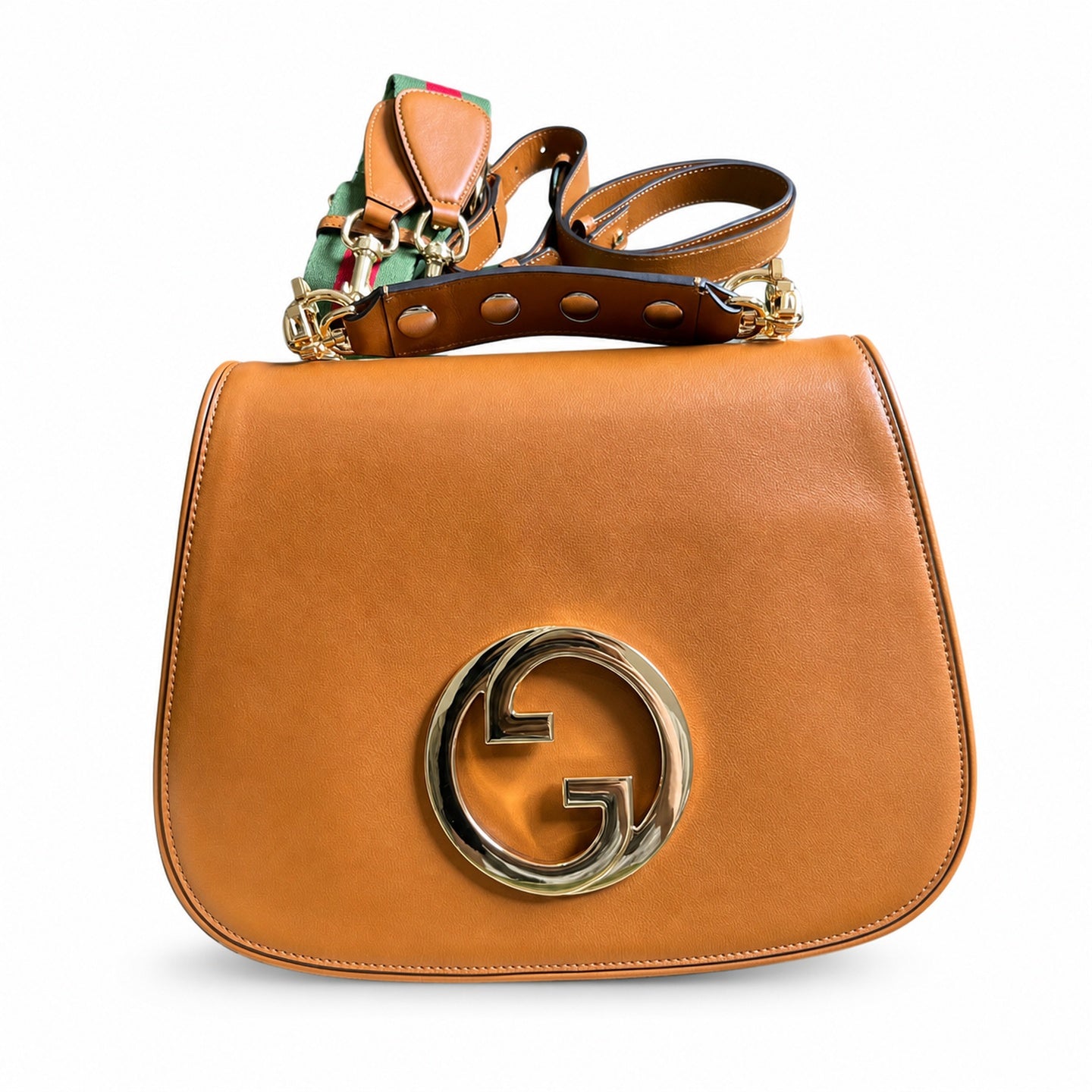 Gucci Blondie Small Leather Brown Red Green Gold Handbag