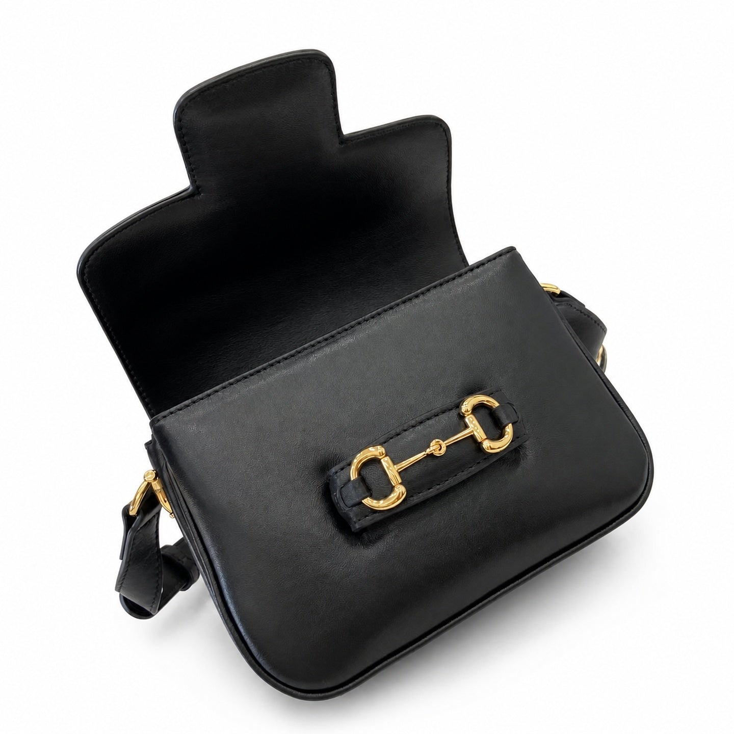 Gucci Horsebit 1955 Leather Black Gold Shoulder Bag