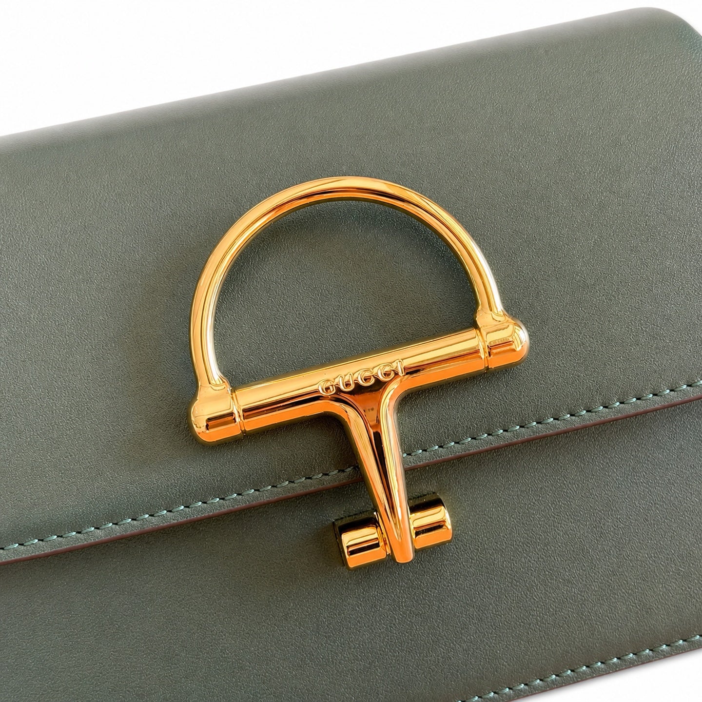 Gucci Horsebit Leather Black Green Gold Handbag