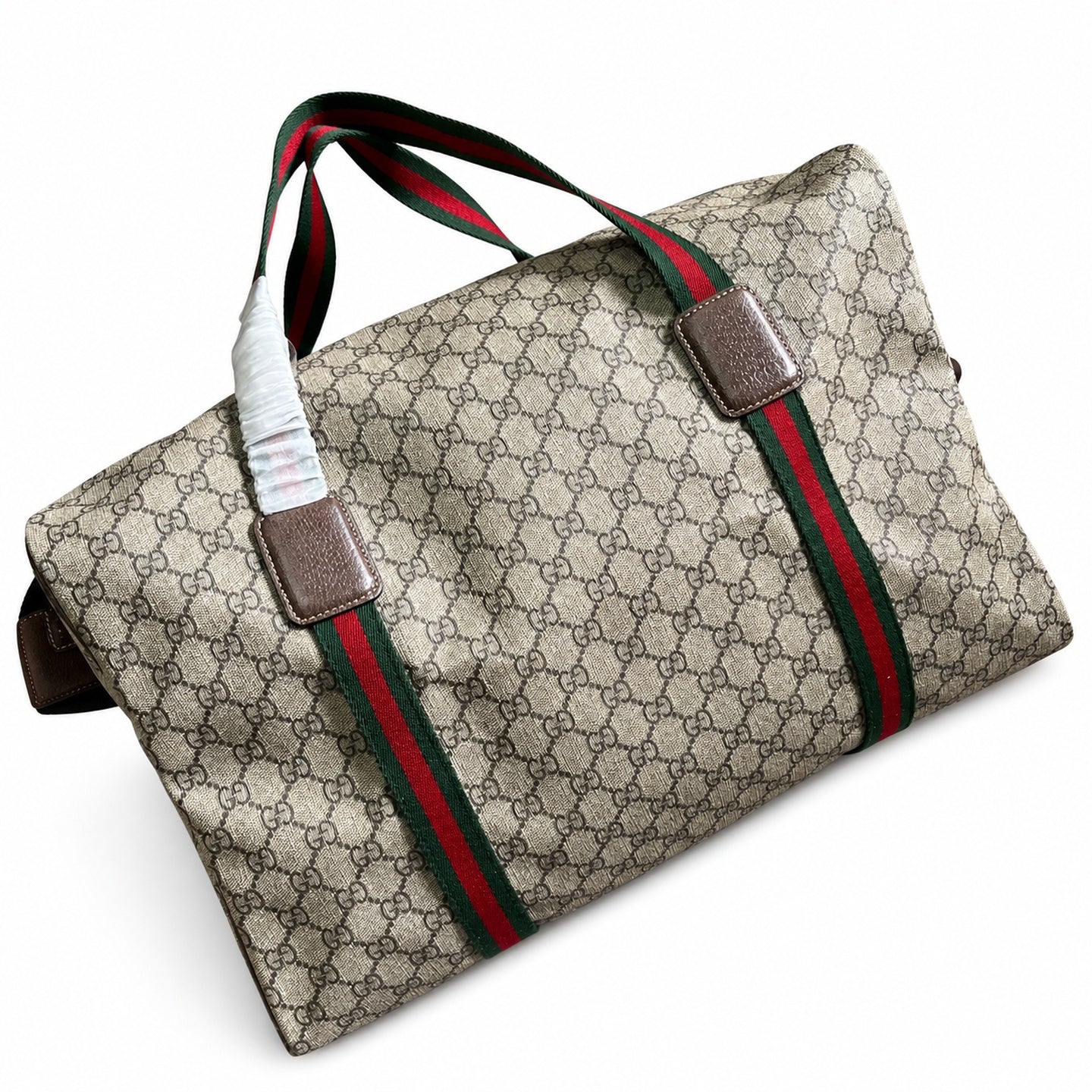 Gucci Supreme Large Canvas Leather Beige Brown Red Green Bag